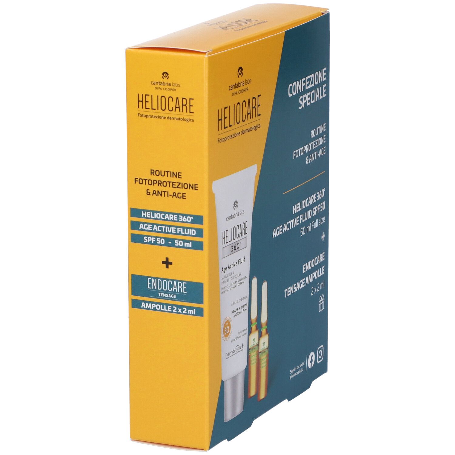 Heliocare 360° Age Active Fluid SPF50 + Endocare Tensage Ampolle 2x2ml