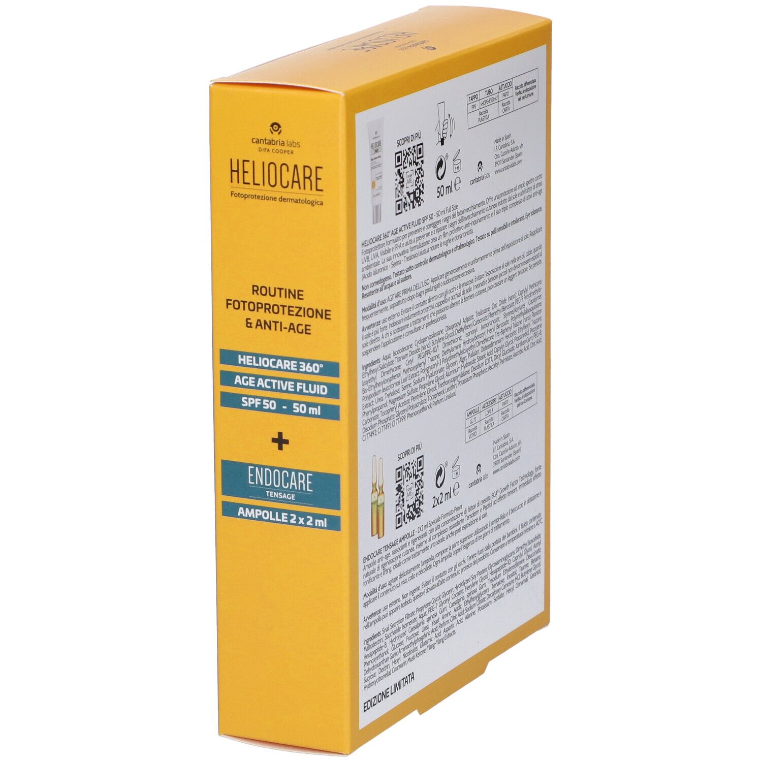 Heliocare 360° Age Active Fluid SPF50 + Endocare Tensage Ampolle 2x2ml