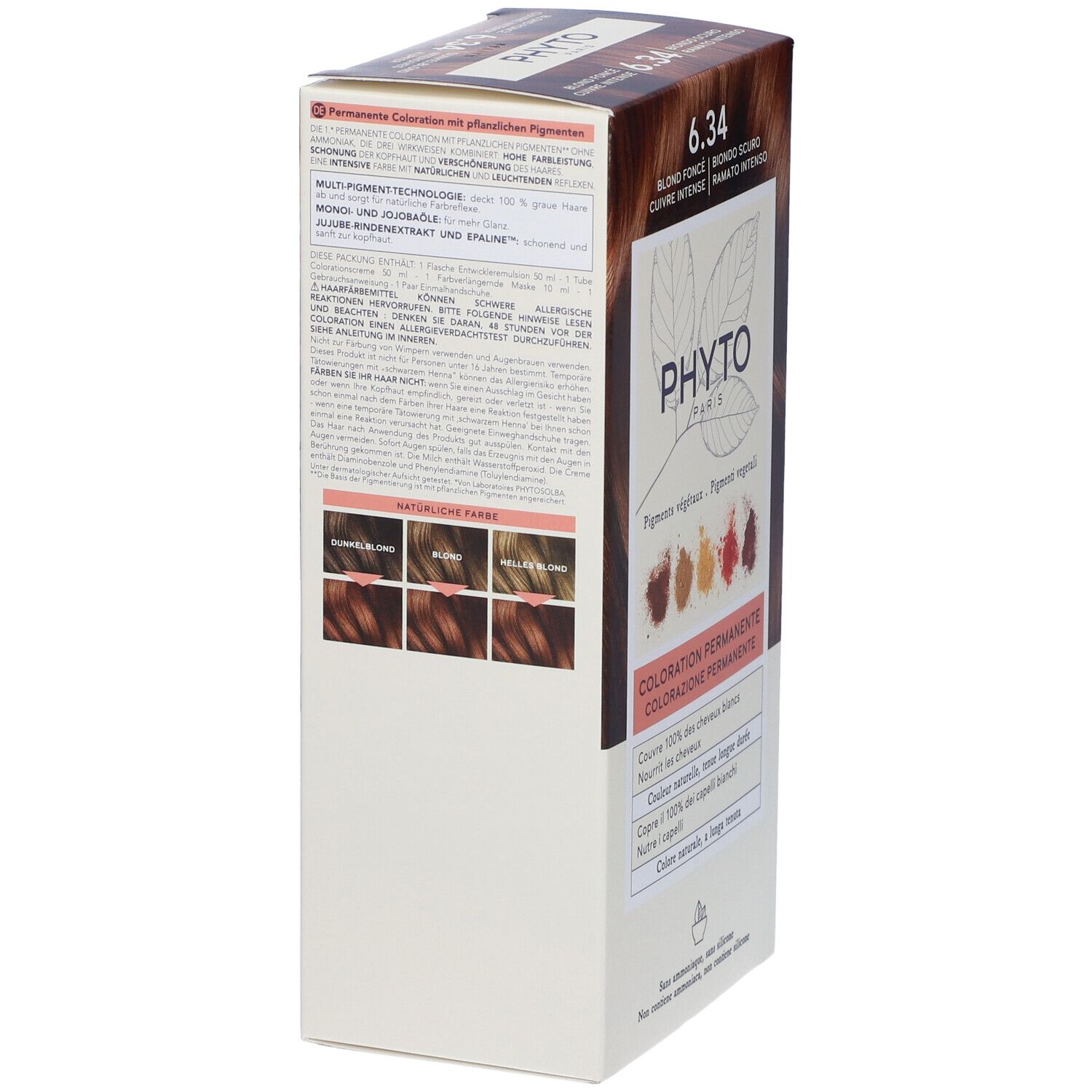 Phyto Color Kit 6,34 Biondo Scuro Ramato 1 Latte + 1 Crema + 1 Maschera
