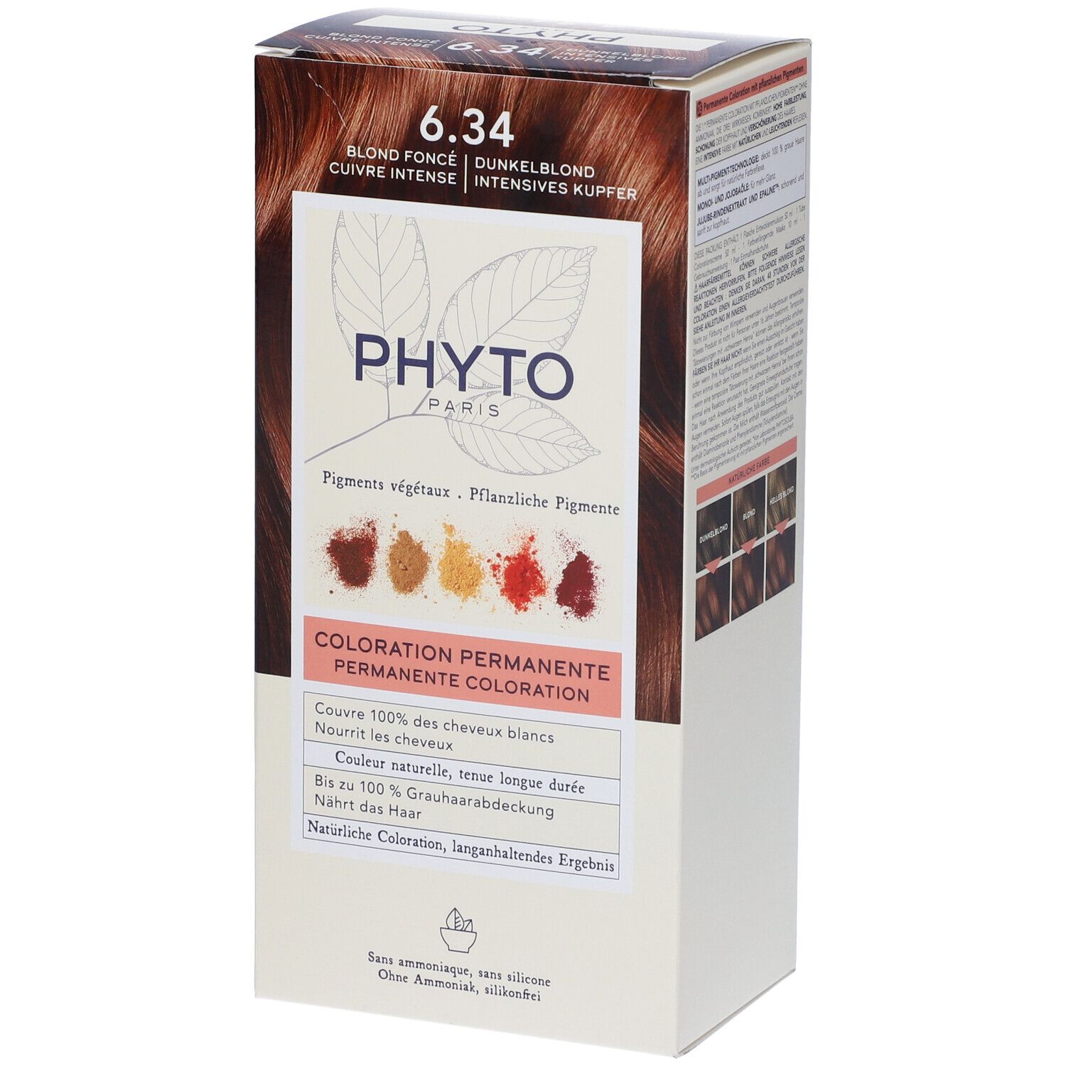 Phyto Color Kit 6,34 Biondo Scuro Ramato 1 Latte + 1 Crema + 1 Maschera