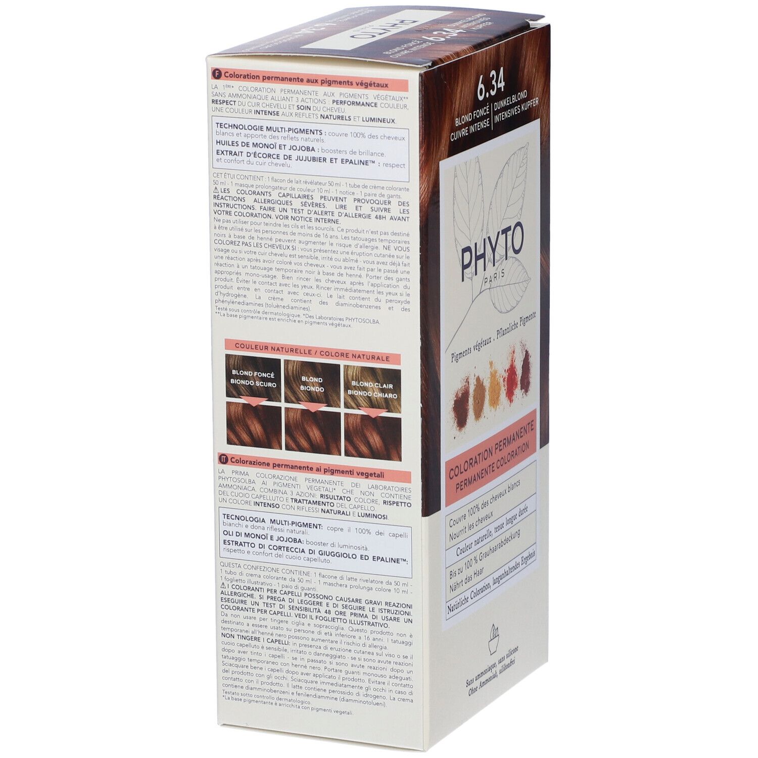 Phyto Color Kit 6,34 Biondo Scuro Ramato 1 Latte + 1 Crema + 1 Maschera