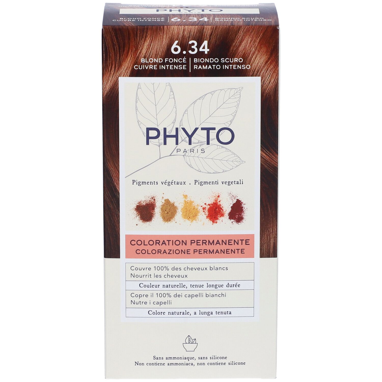 Phyto Color Kit 6,34 Biondo Scuro Ramato 1 Latte + 1 Crema + 1 Maschera