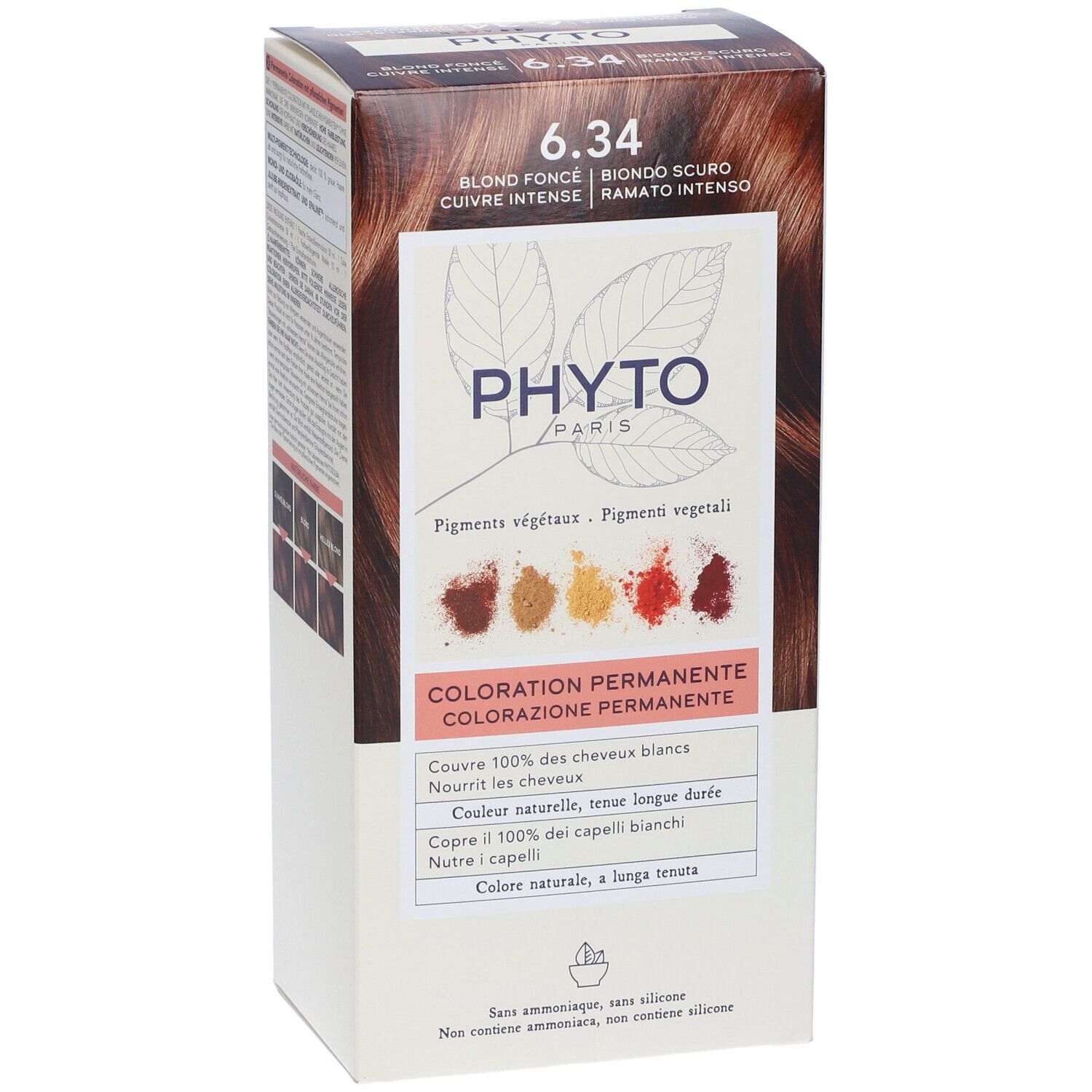 Phyto Color Kit 6,34 Biondo Scuro Ramato 1 Latte + 1 Crema + 1 Maschera
