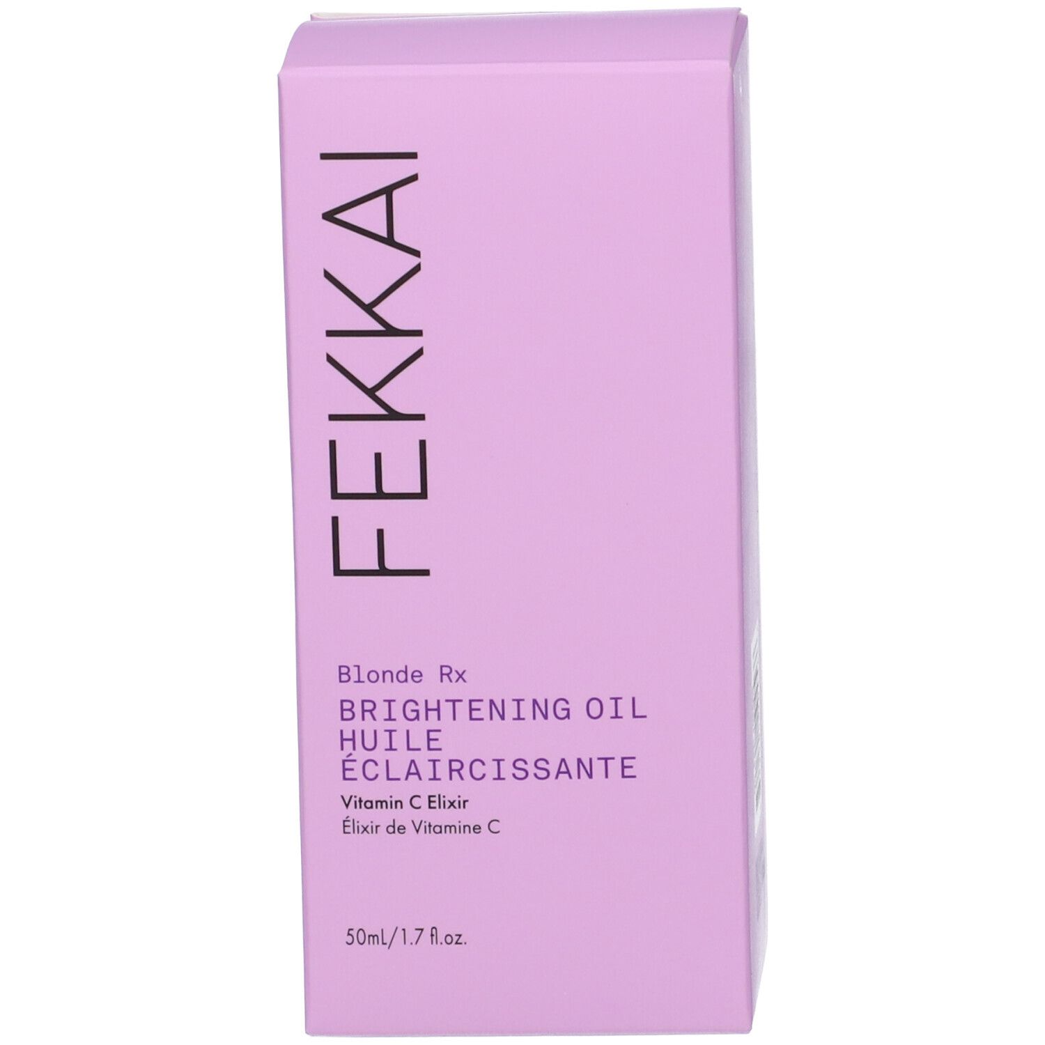 Confezione Fekkai Blonde Rx Brightening Olio. Scatola rosa con informazioni sul prodotto.