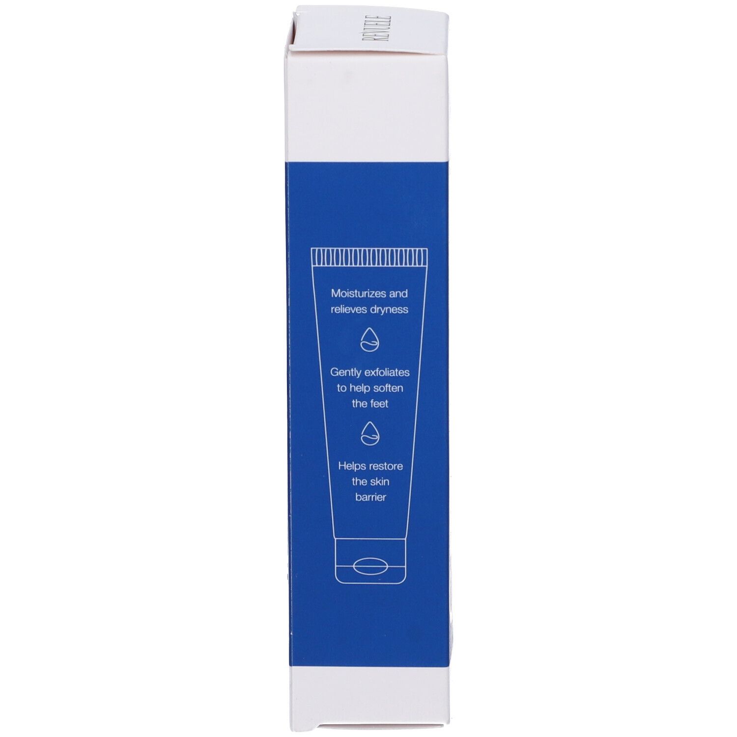 Lato della confezione del prodotto. Contiene illustrazioni e benefici del prodotto. Contiene Regenerating Foot Cream.