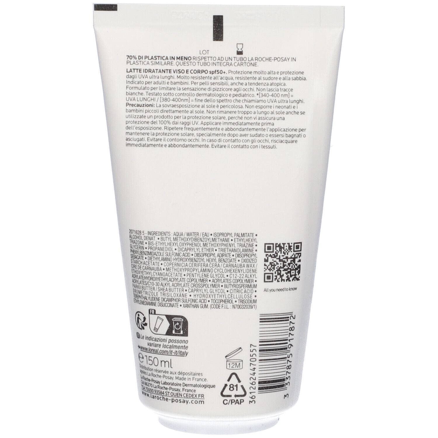La Roche Posay UVMUNE 400 Latte Idratante Viso e Corpo SPF50+