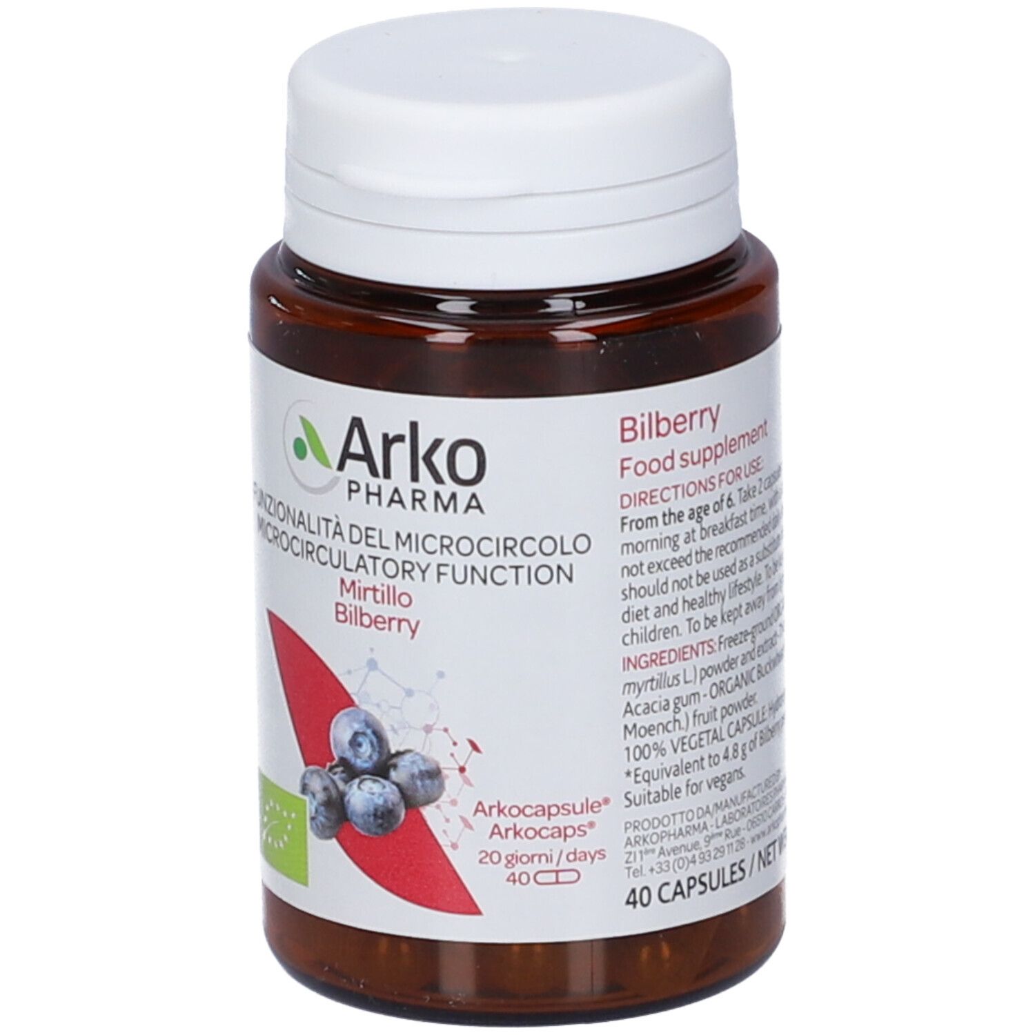 Arkocapsule Funzionalita' Microcircolo Mirtillo 40 Capsule