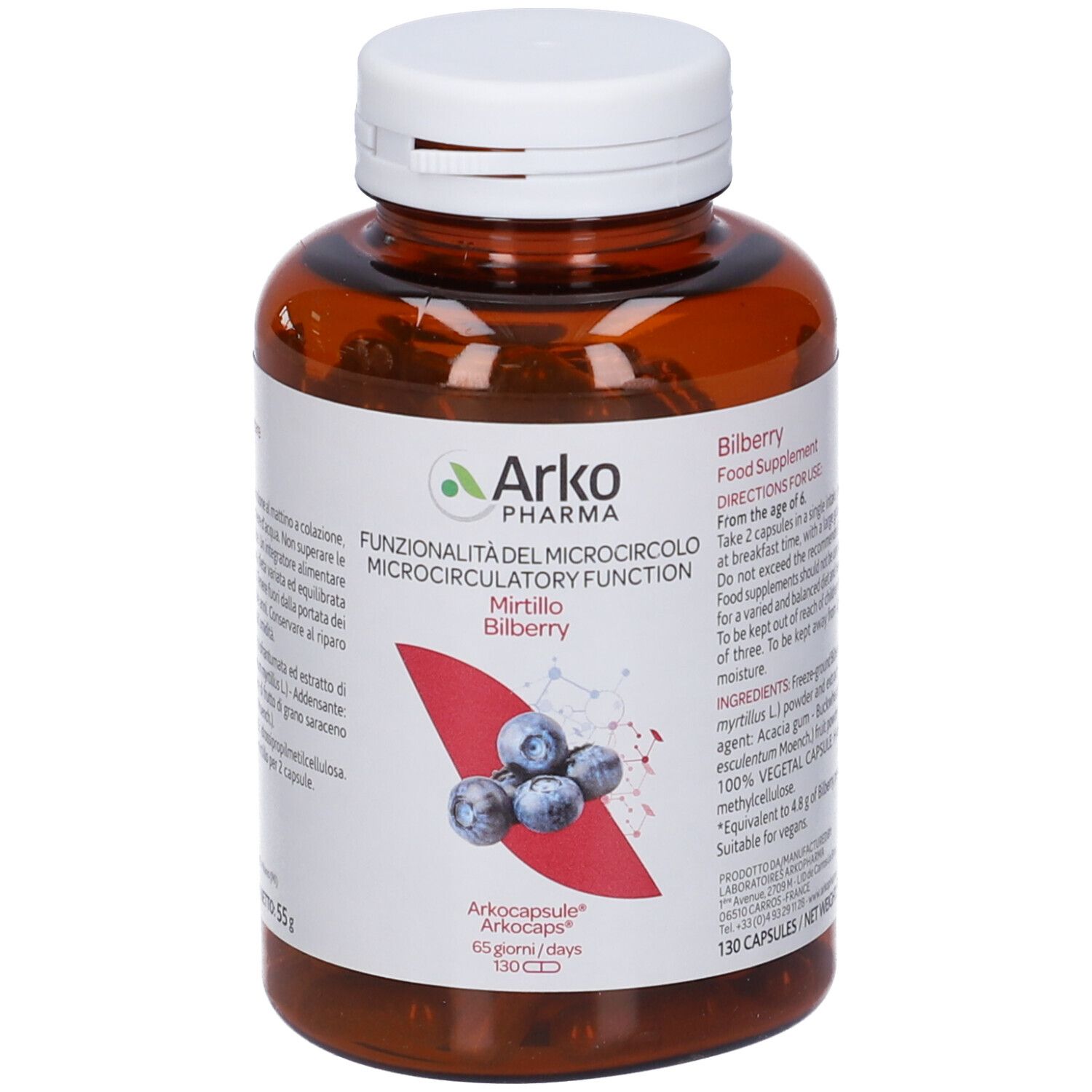 Arkocapsule Funzionalita' Microcircolo Mirtillo 130 Capsule