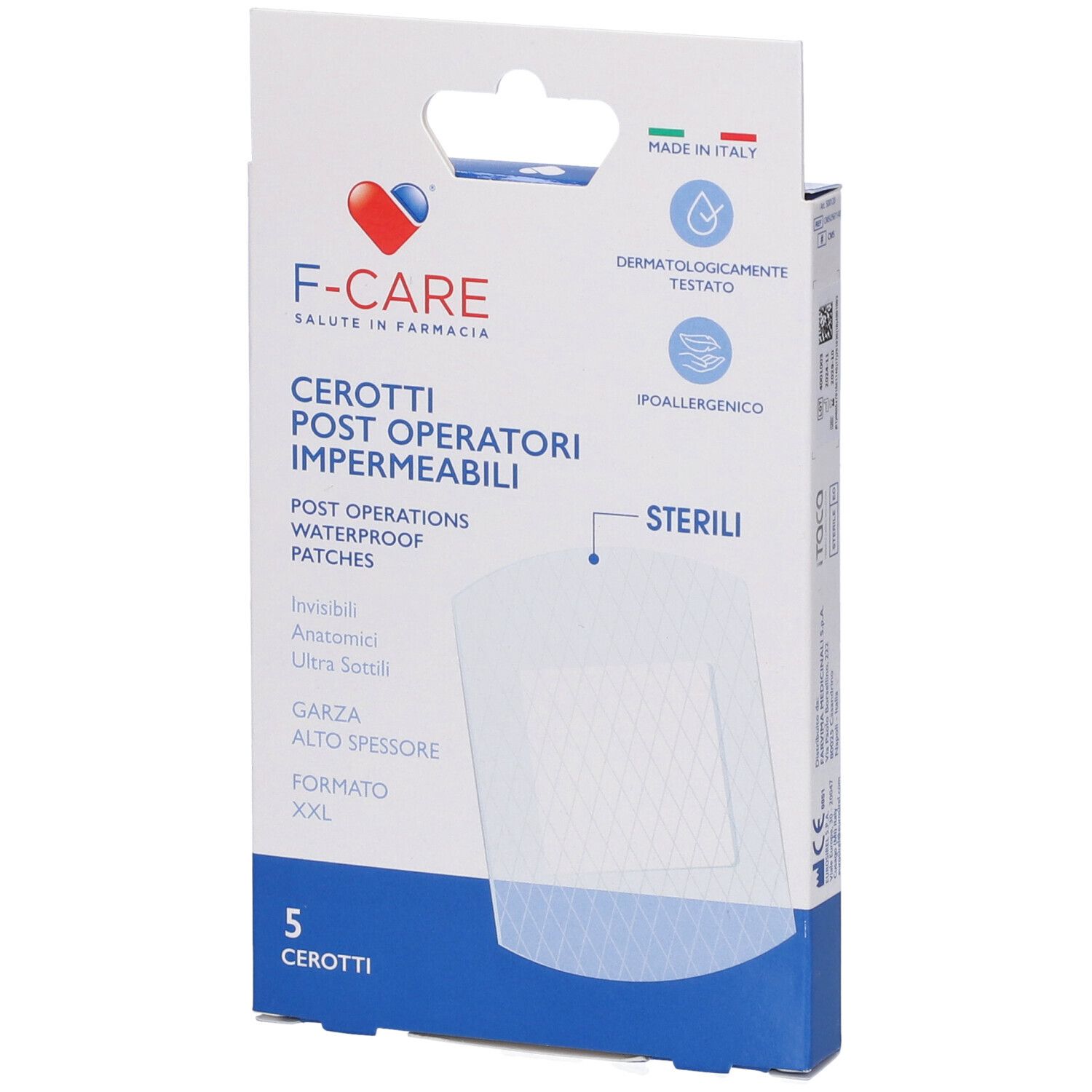 Cerotti Post Operatori Impermeabili F-Care 7,5X10 Cm 5 Pezzi