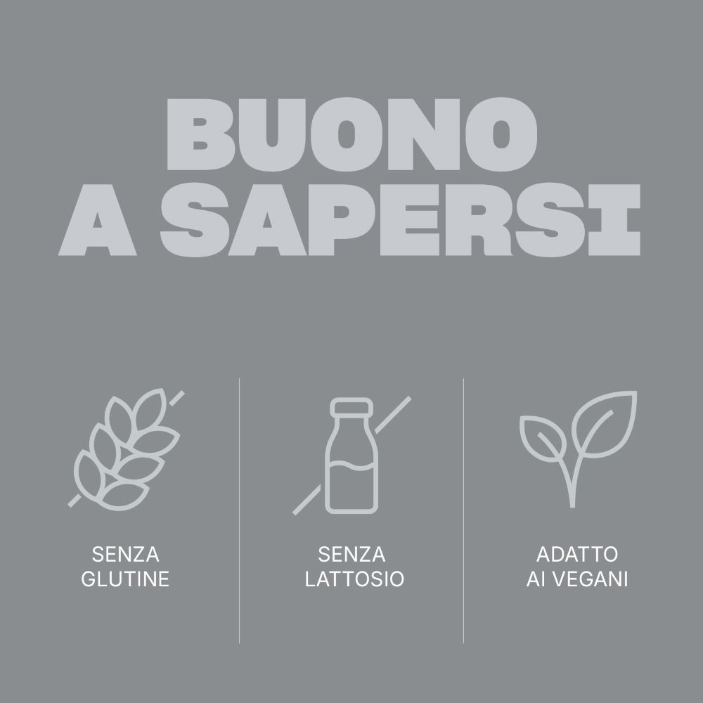 Sfondo grigio con simboli. Senza glutine, senza lattosio e vegano.