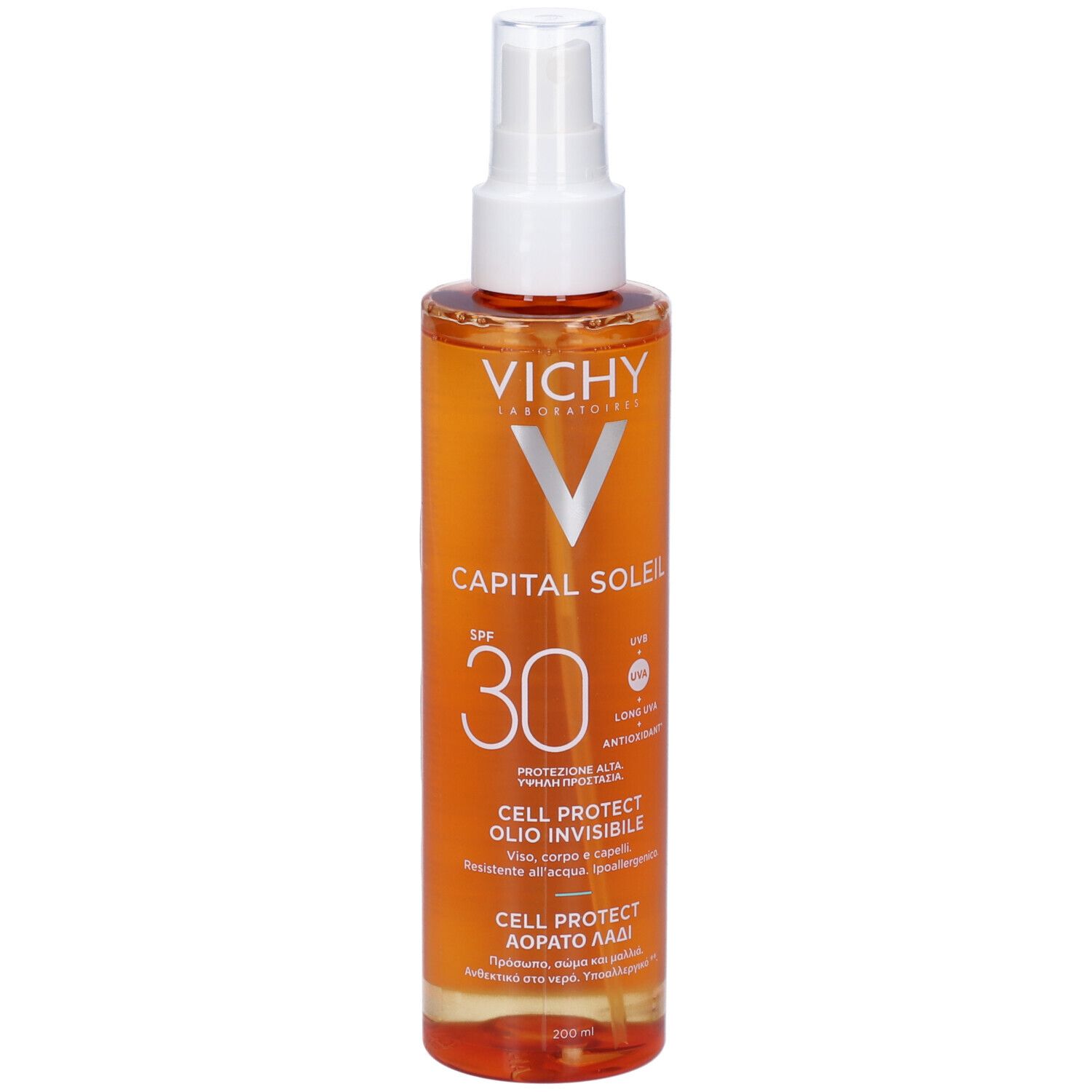 Vichy Capital Soleil Cell Protect Olio Invisibile viso, corpo e capelli Protezione elevata SPF30