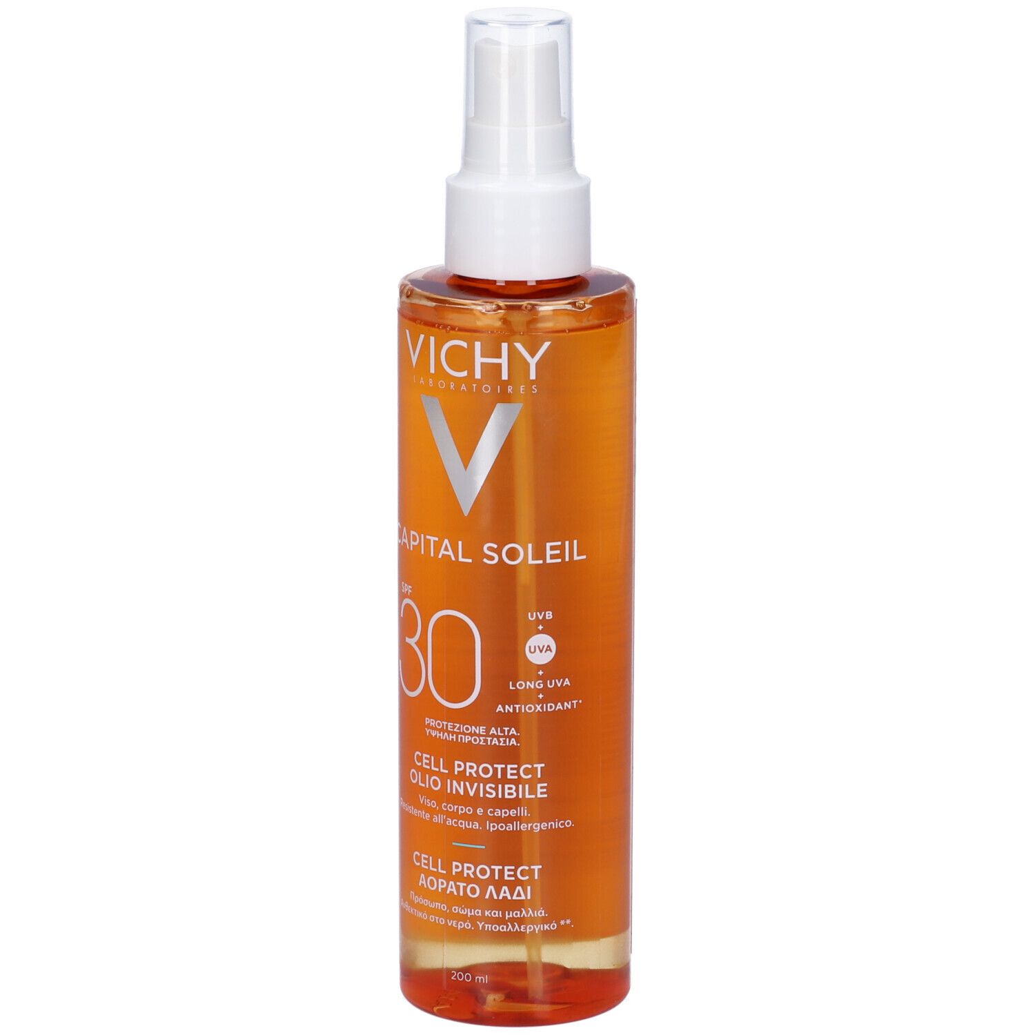 Vichy Capital Soleil Cell Protect Olio Invisibile viso, corpo e capelli Protezione elevata SPF30