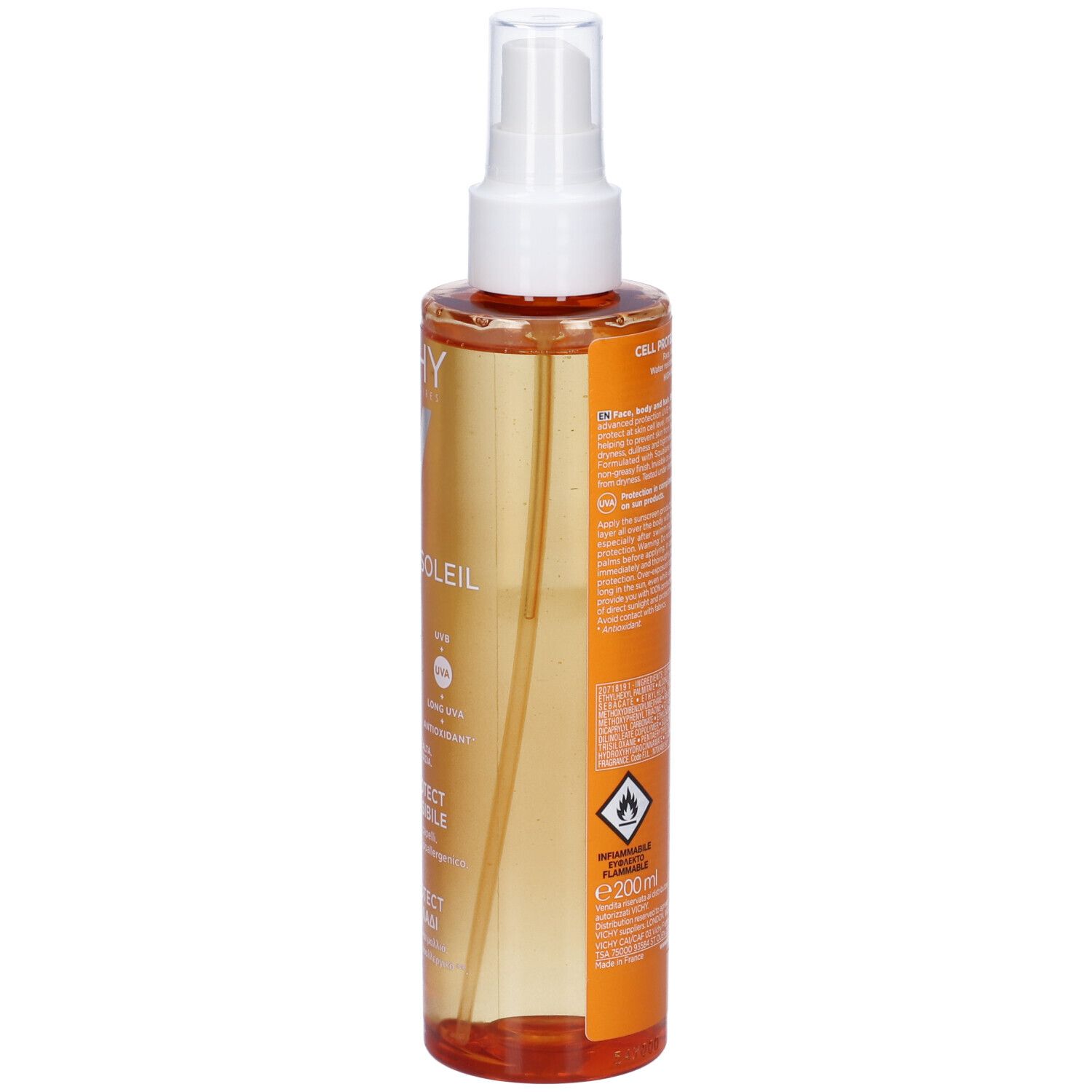 Vichy Capital Soleil Cell Protect Olio Invisibile viso, corpo e capelli Protezione elevata SPF30