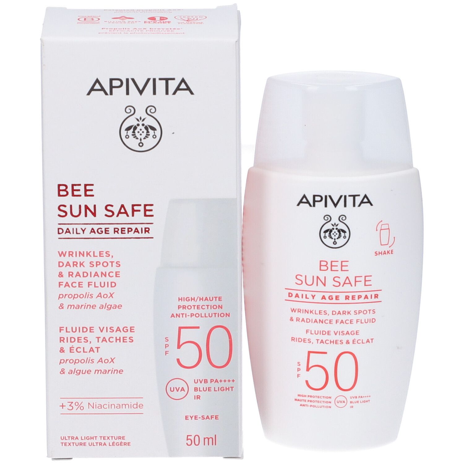 Apivita Bee Sun Safe Daily Age Repair SPF50 Crema fluida sottile per rughe e macchie