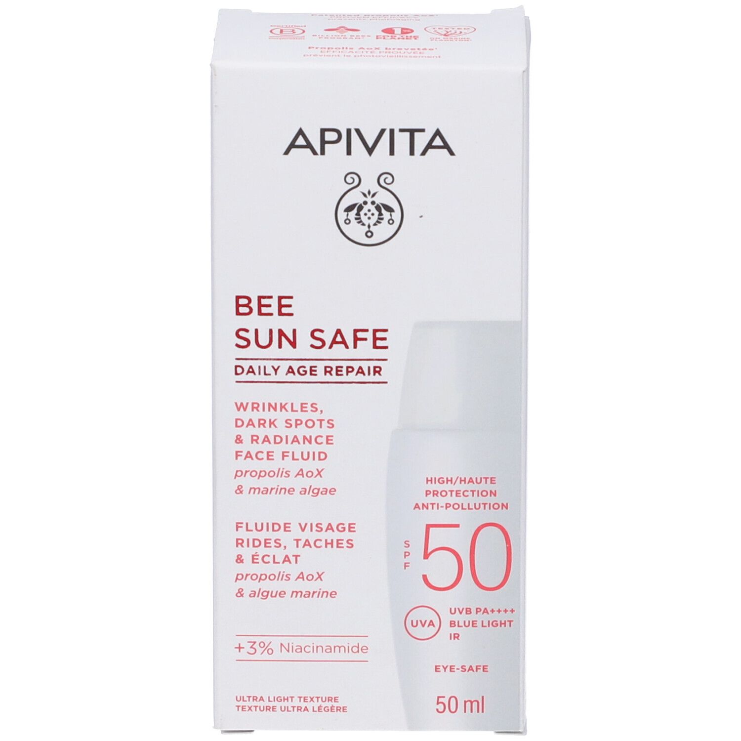 Apivita Bee Sun Safe Daily Age Repair SPF50 Crema fluida sottile per rughe e macchie