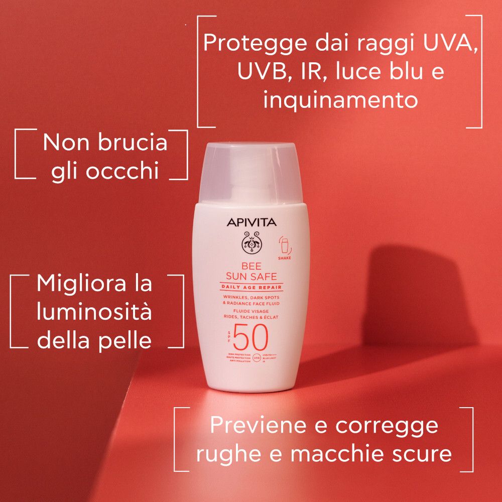 Apivita Bee Sun Safe Daily Age Repair SPF50 Crema fluida sottile per rughe e macchie