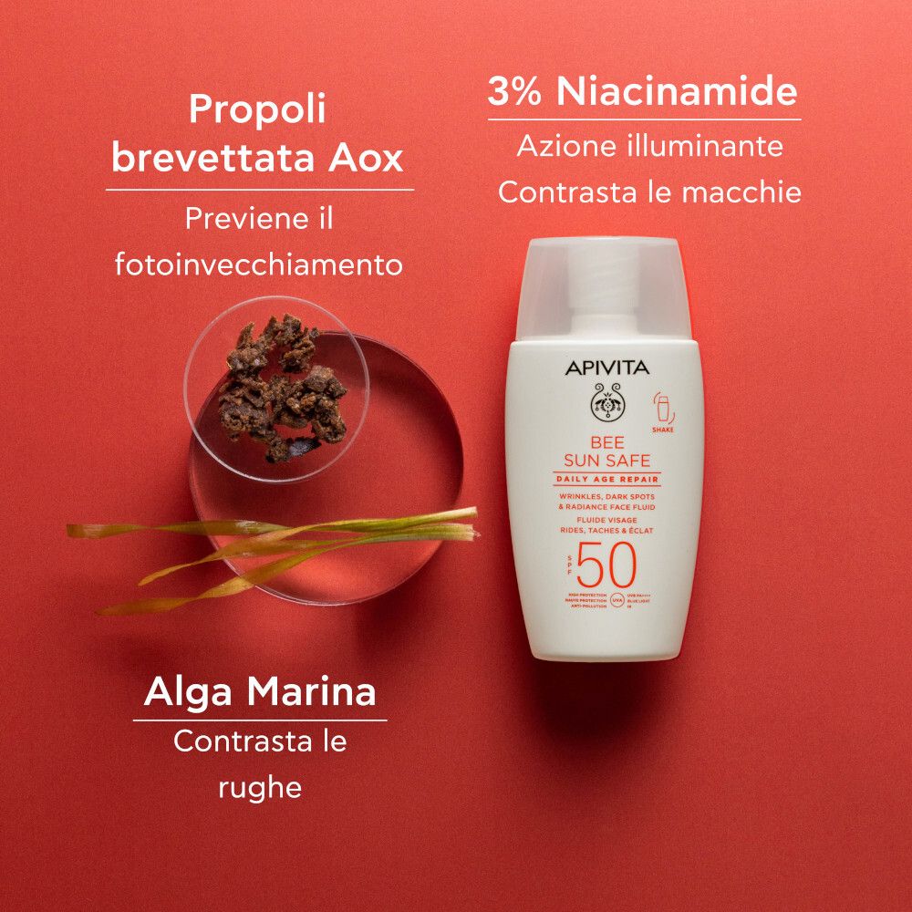 Apivita Bee Sun Safe Daily Age Repair SPF50 Crema fluida sottile per rughe e macchie
