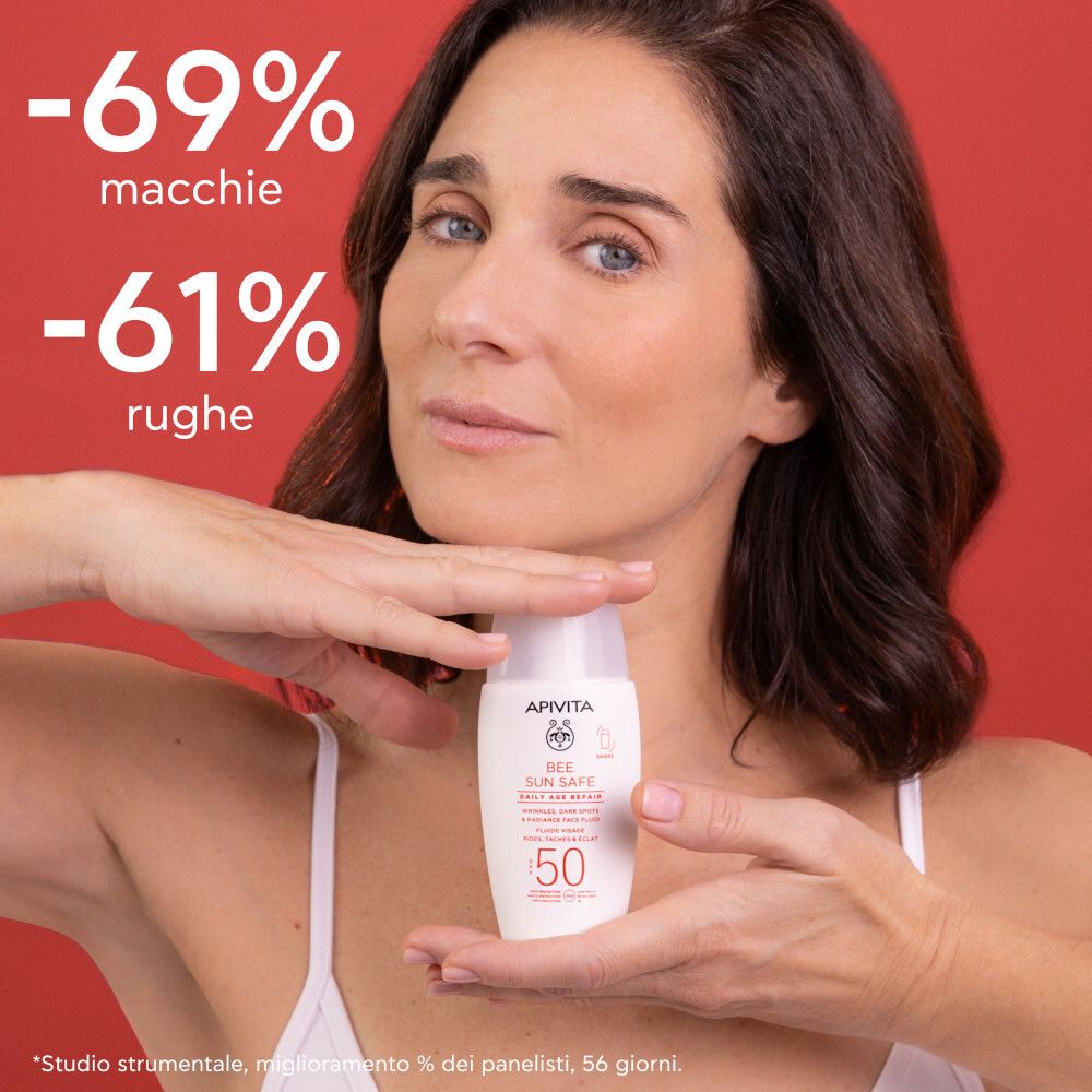 Apivita Bee Sun Safe Daily Age Repair SPF50 Crema fluida sottile per rughe e macchie