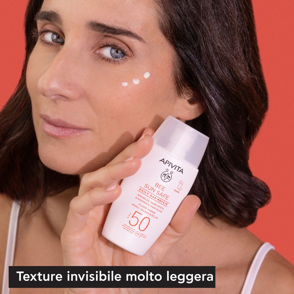 Apivita Bee Sun Safe Daily Age Repair SPF50 Crema fluida sottile per rughe e macchie
