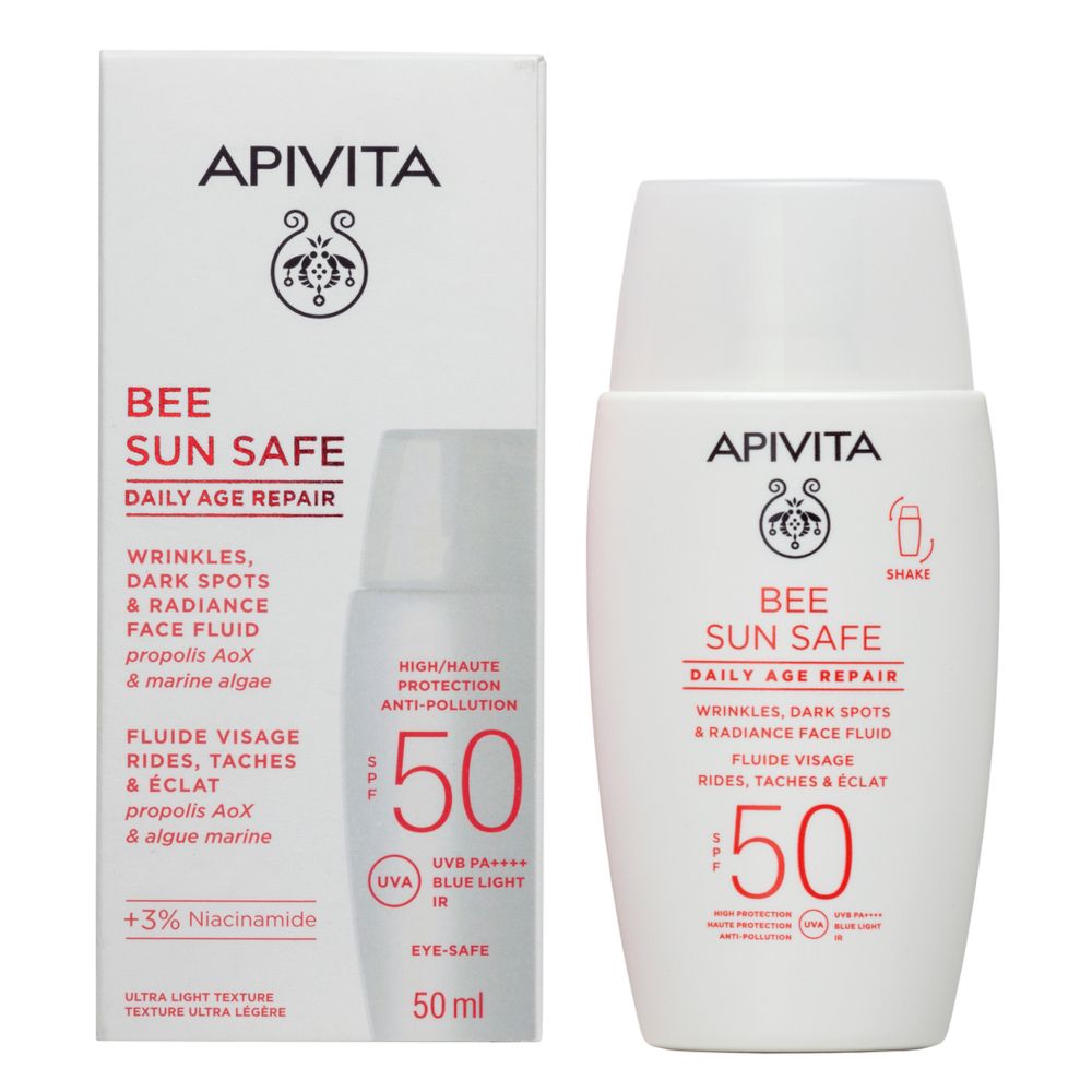 Apivita Bee Sun Safe Daily Age Repair SPF50 Crema fluida sottile per rughe e macchie