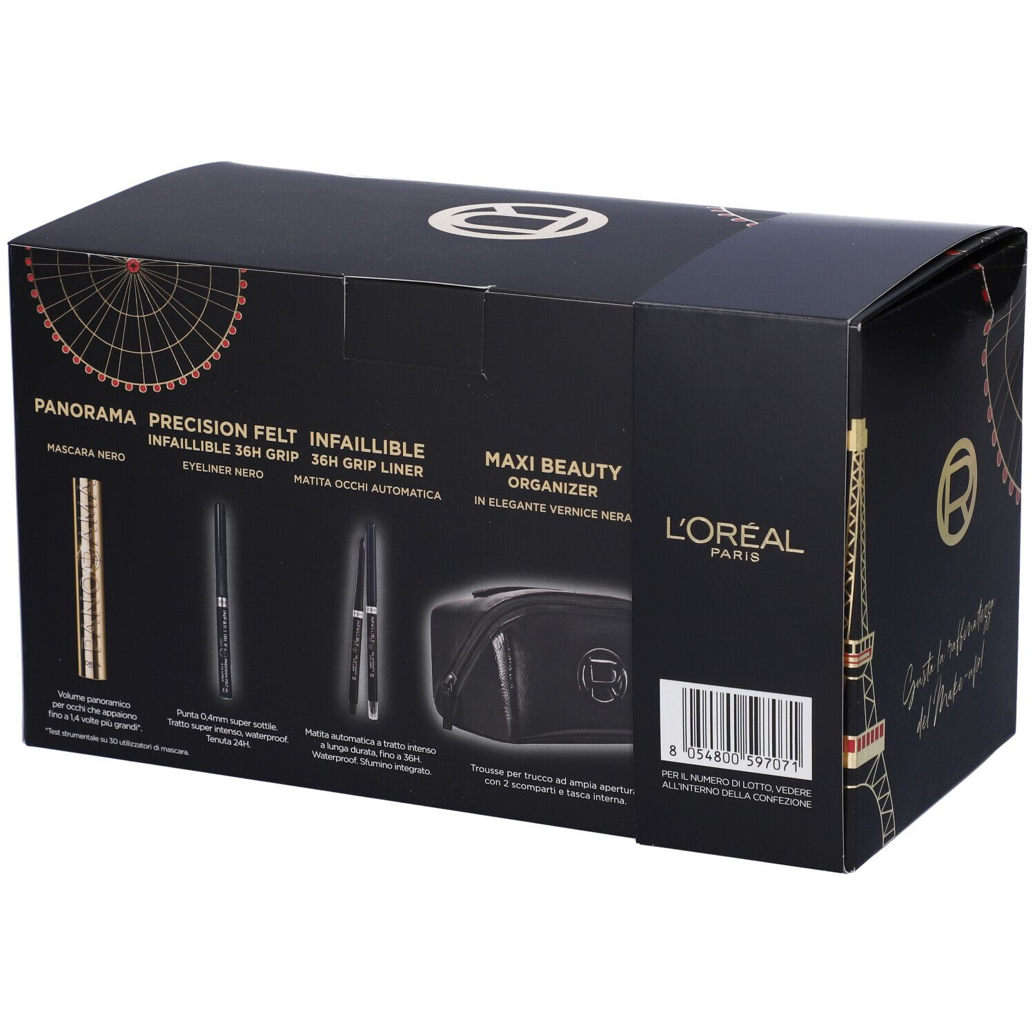 L´Oreal Paris Set Make-Up À La Carte Mascara + Eyeliner Nero + Matita Occhi Automatica con Beauty Bag in Omaggio