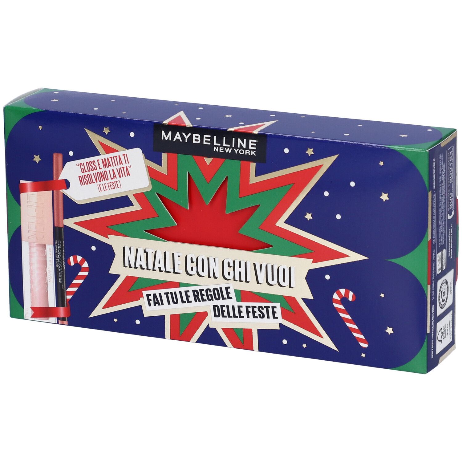 Maybelline New York Set Lifter Gloss Tonalitá 002 Ice + Lip Liner Color Sensational Tonalitá 50 Dusty Rose con Scatola in Latta in Regalo