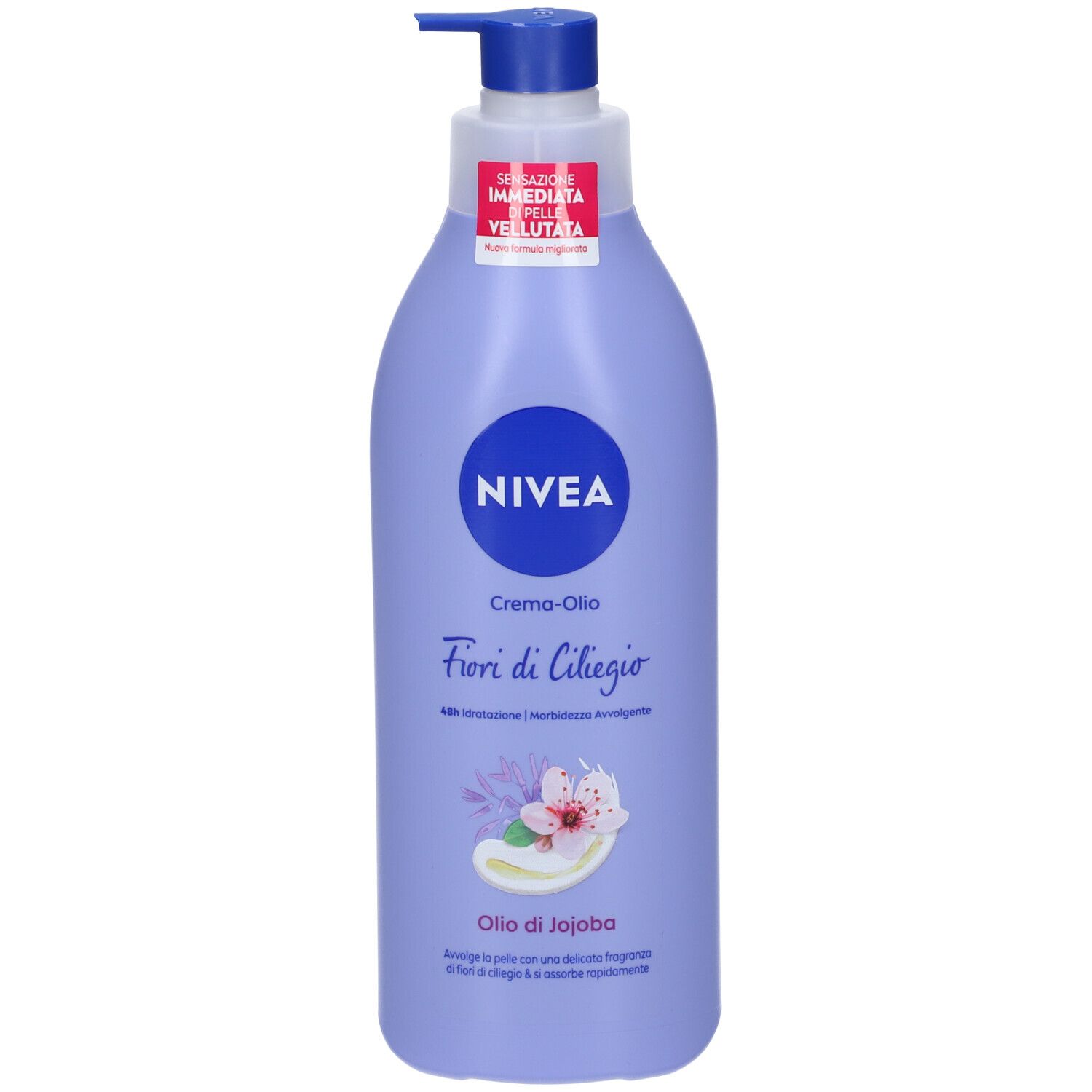 Nivea Crema-Olio Fiori di Ciliegio & Olio di Jojoba 400 ml, Crema corpo idratante 48h e profumata