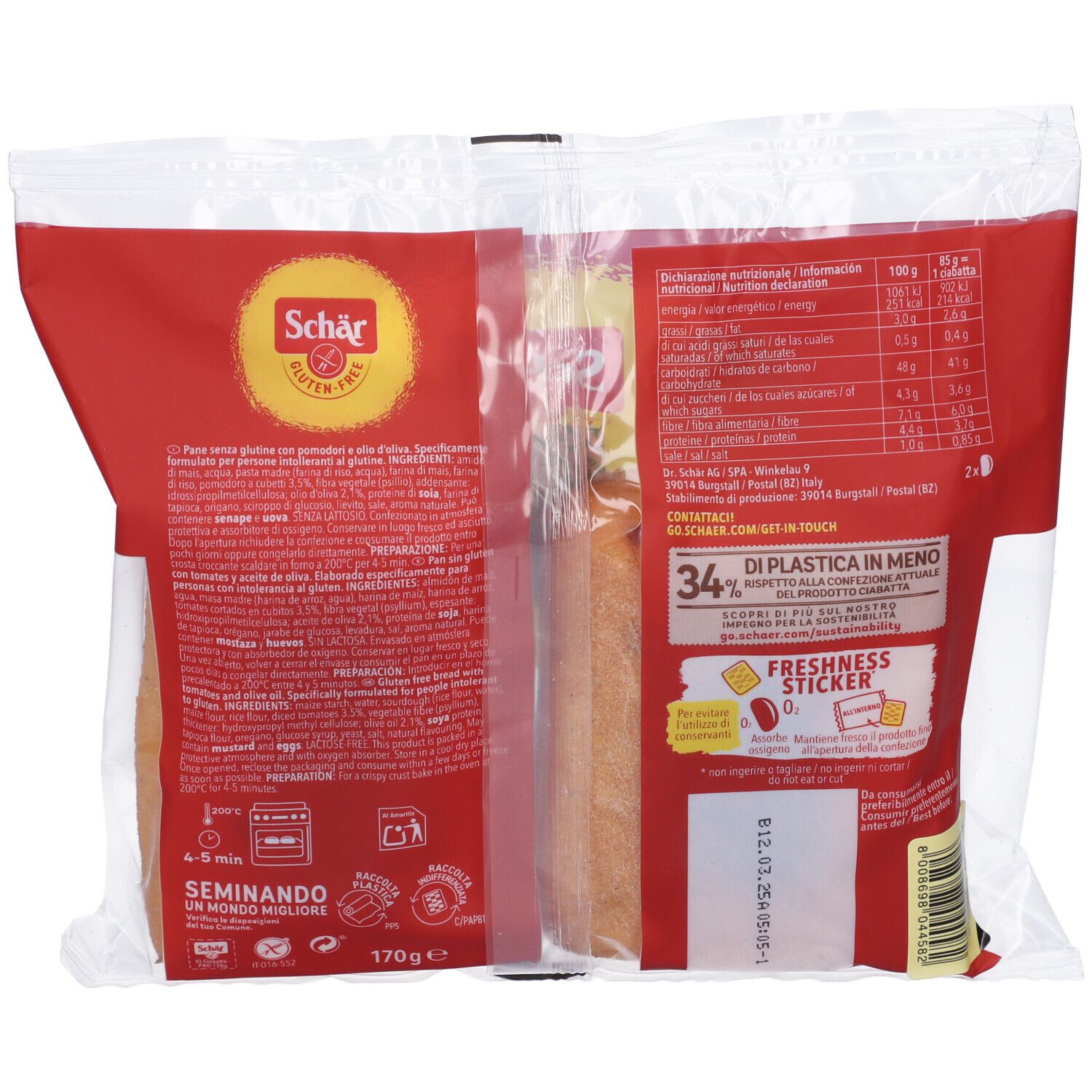 Schar XL Ciabatta Pomodori e Olio d'Oliva
