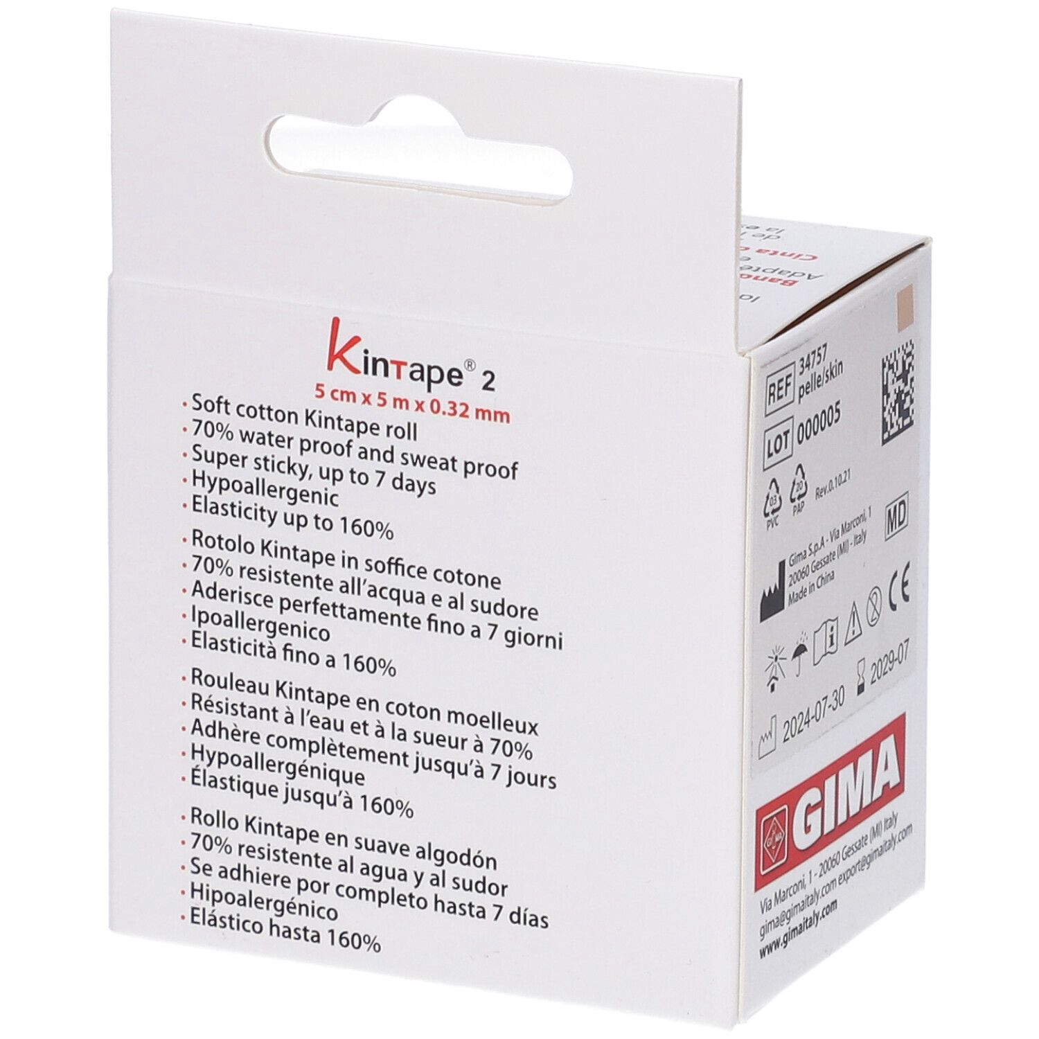 GIMA Taping Pro Kinesiologia 5 M X 5 Cm - Pelle