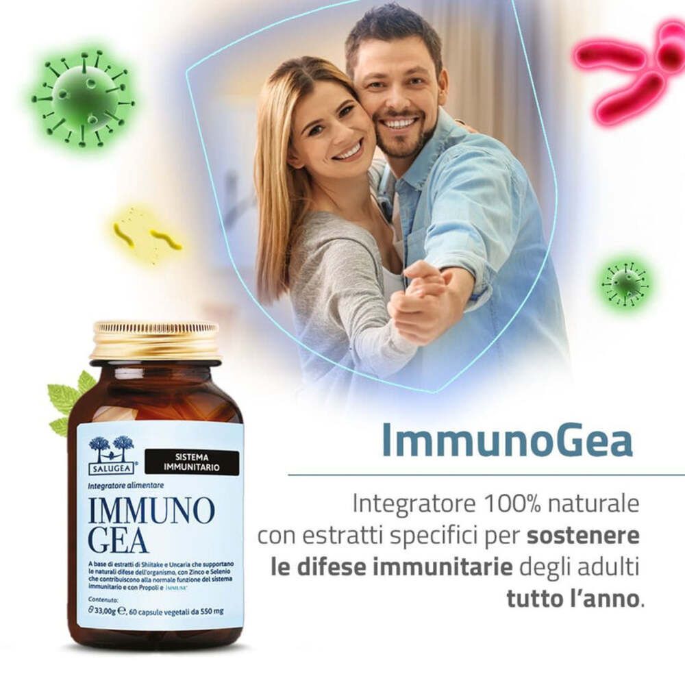 Flacone del prodotto accanto a una coppia. Testo in italiano sul prodotto.