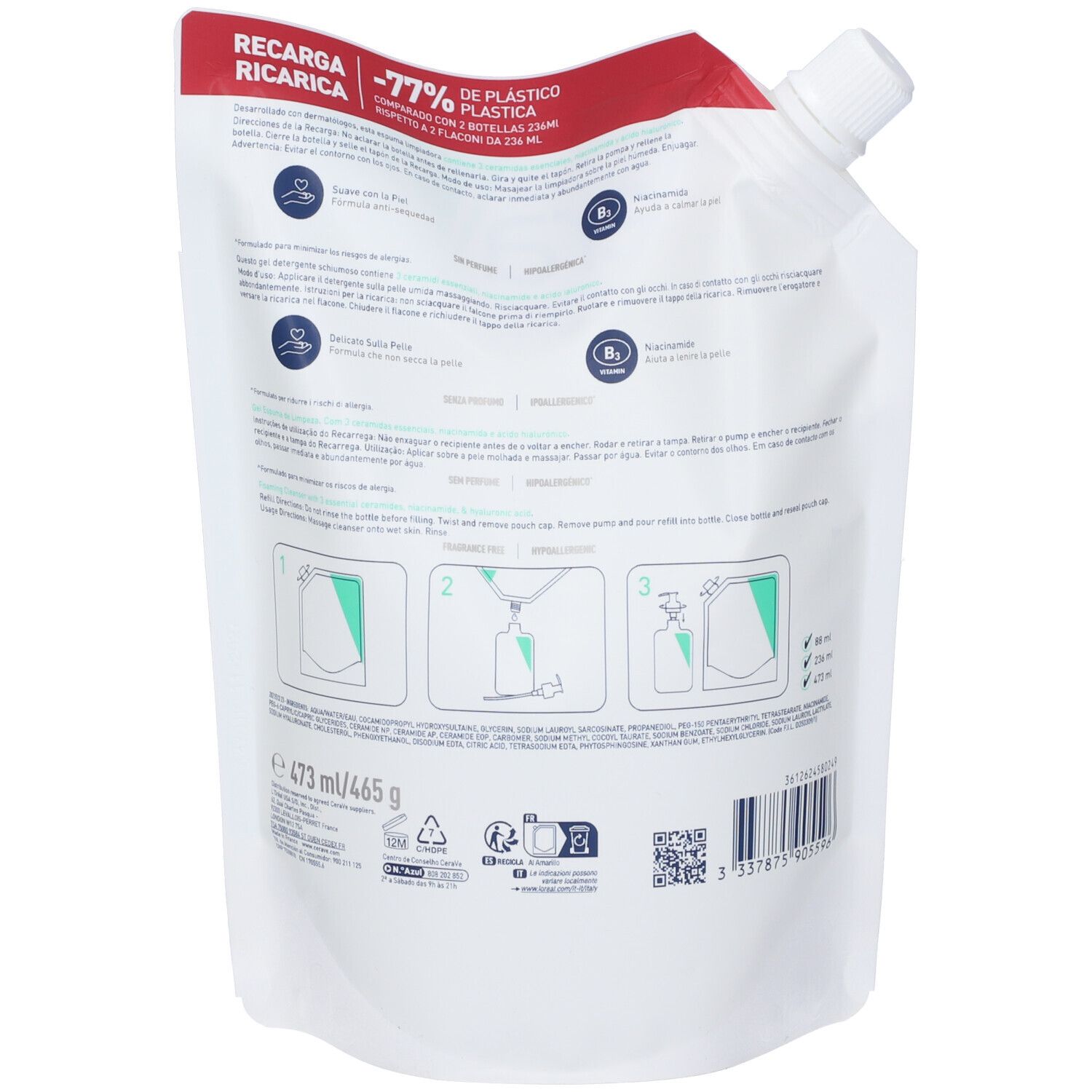 CeraVe Schiuma Detergente Viso Formato Ricarica