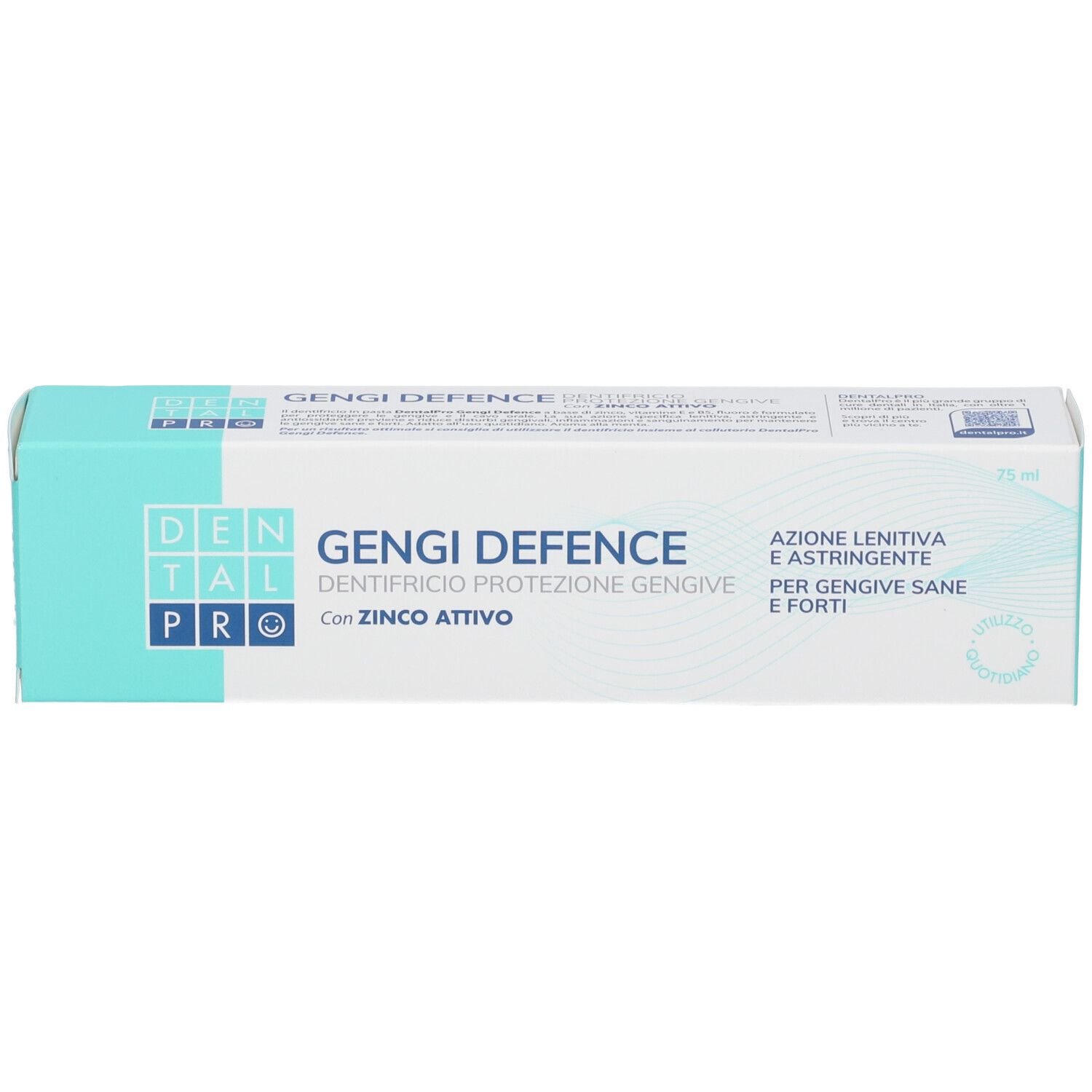Confezione dentifricio "Gengi Defence" con scritta "Con Zinco Attivo".