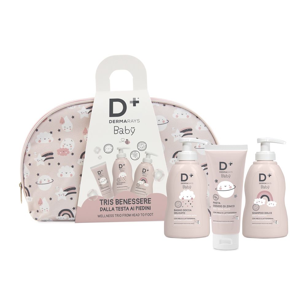 Dermarays Baby Pochette Kit Tris Benessere Doccia + Shampoo + Pasta Zinco