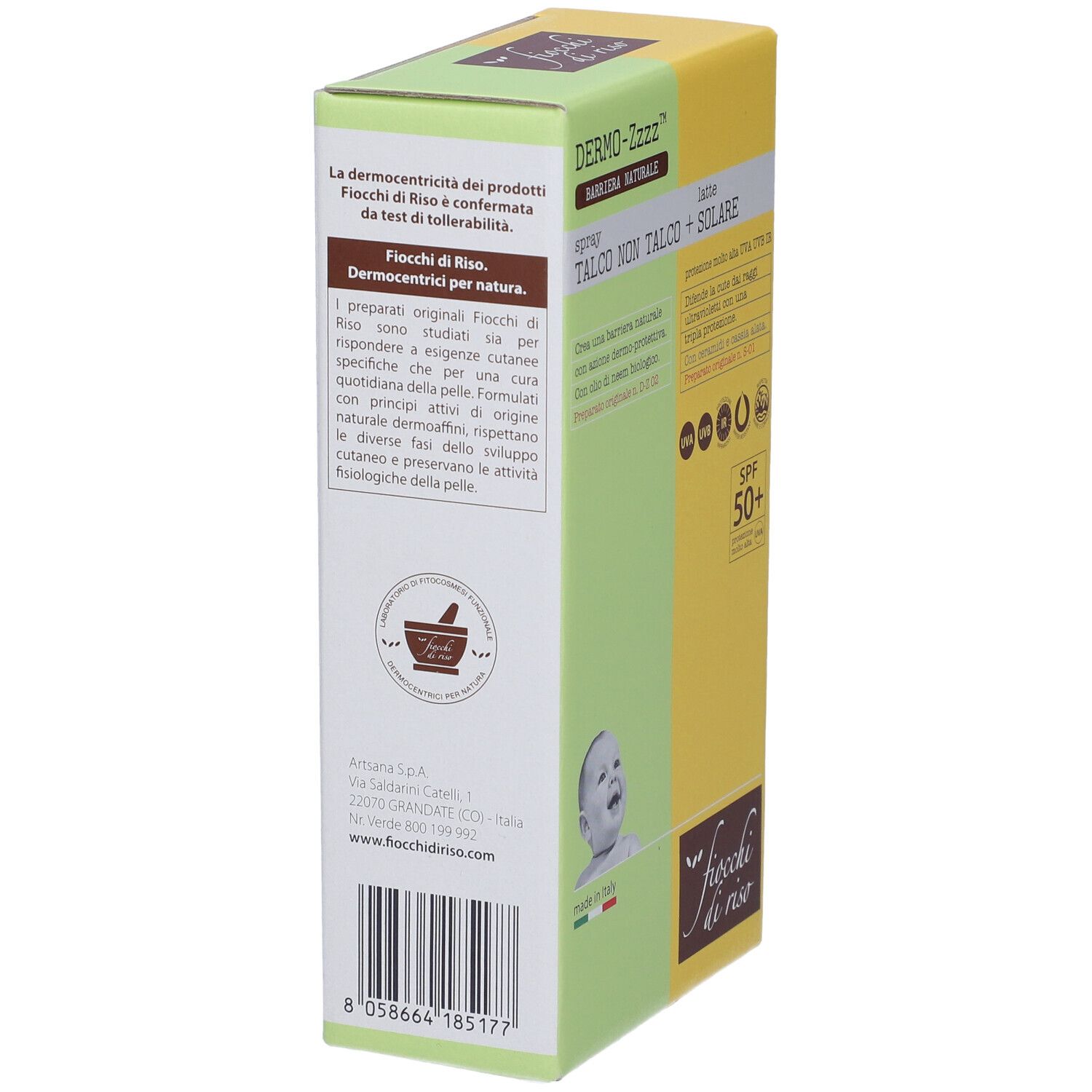 Fiocchi di Riso Set Dermo-Zzz Spray Talco Non Talco + Latte Solare SPF50+