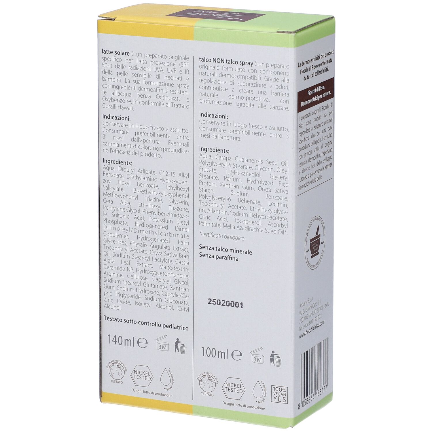 Fiocchi di Riso Set Dermo-Zzz Spray Talco Non Talco + Latte Solare SPF50+