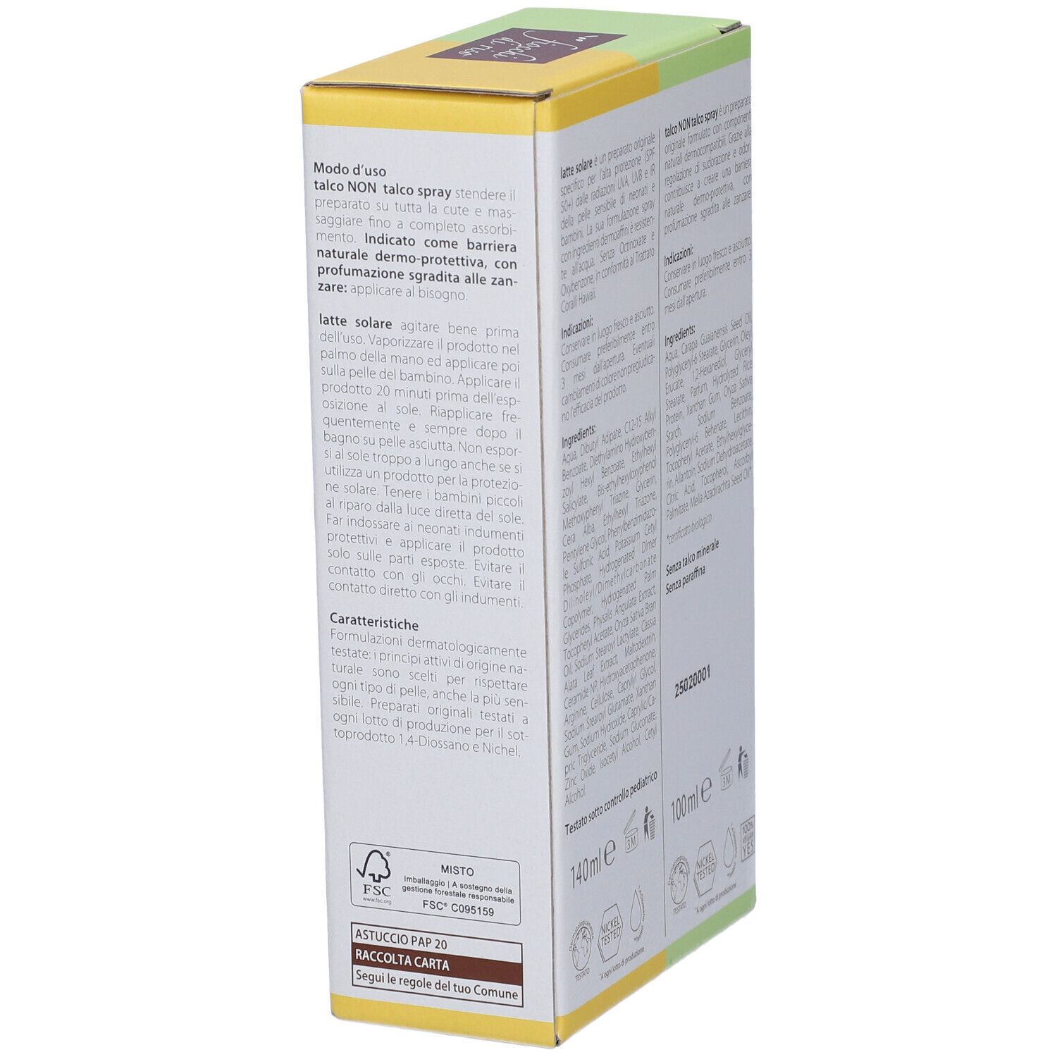 Fiocchi di Riso Set Dermo-Zzz Spray Talco Non Talco + Latte Solare SPF50+