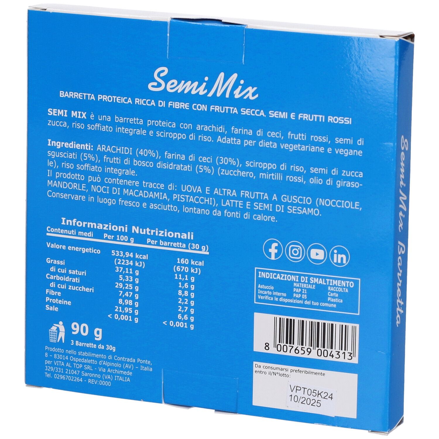 Ultimate Barretta Semimix Frutti Rossi 3 Pezzi Da 30 G