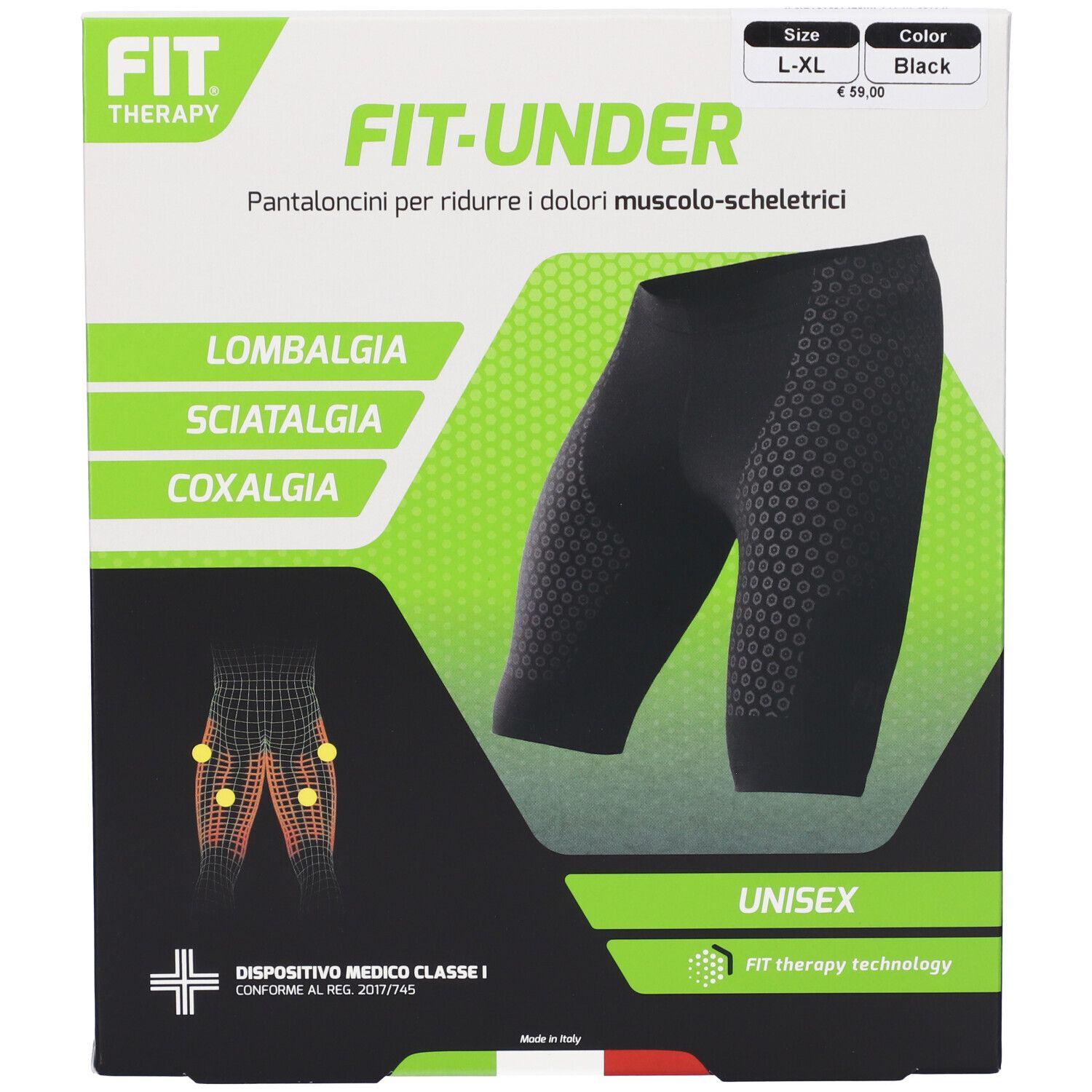 Fit Therapy Fit Under Pantaloncino Colore Nero Taglia L-XL
