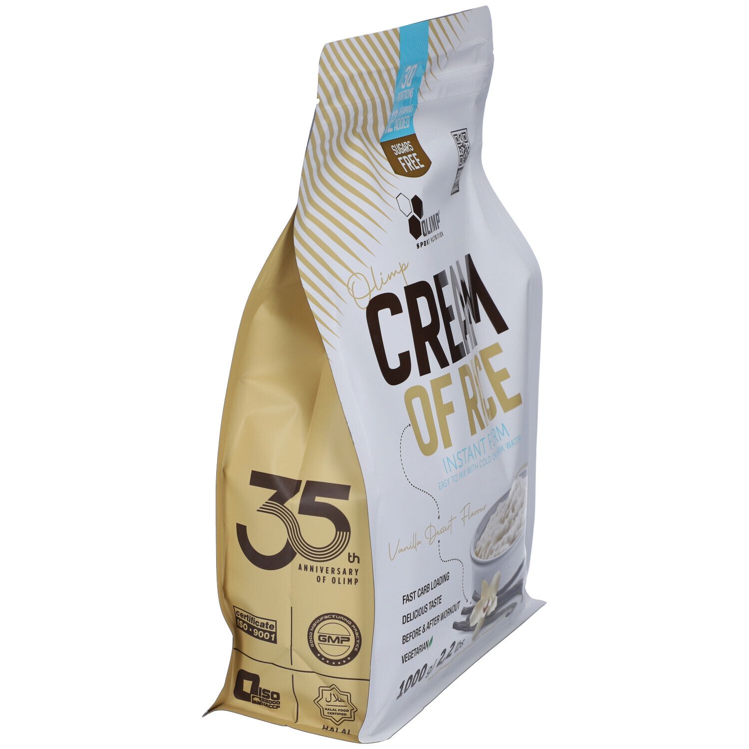Busta Olimp Cream of Rice, 1000g, gusto Vaniglia Dessert. Edizione anniversario 35 anni, certificato GMP.