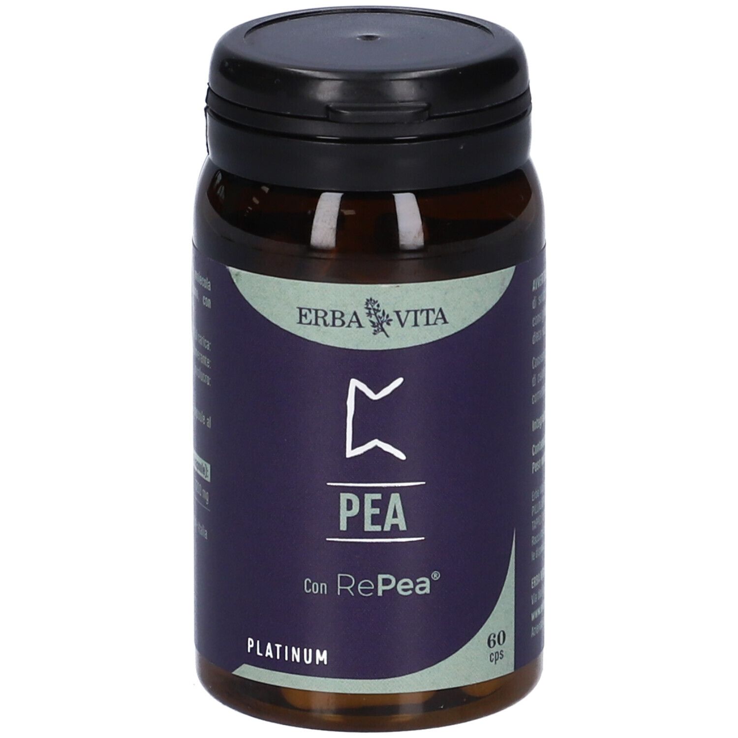 Flacone marrone con tappo nero. L'etichetta mostra avvertenze e informazioni sul produttore.