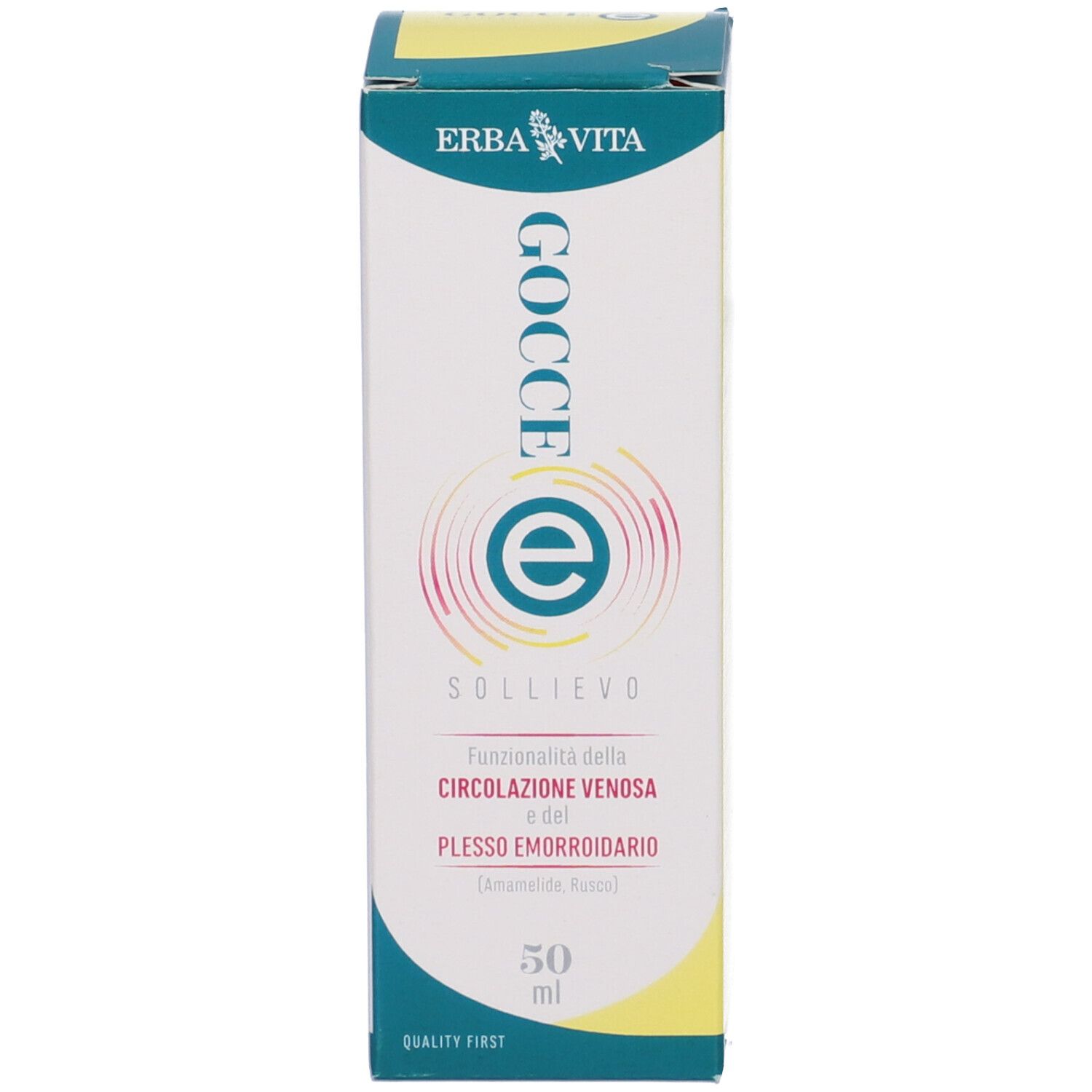 Confezione con testo e logo. Colori verde e giallo. 50 ml.