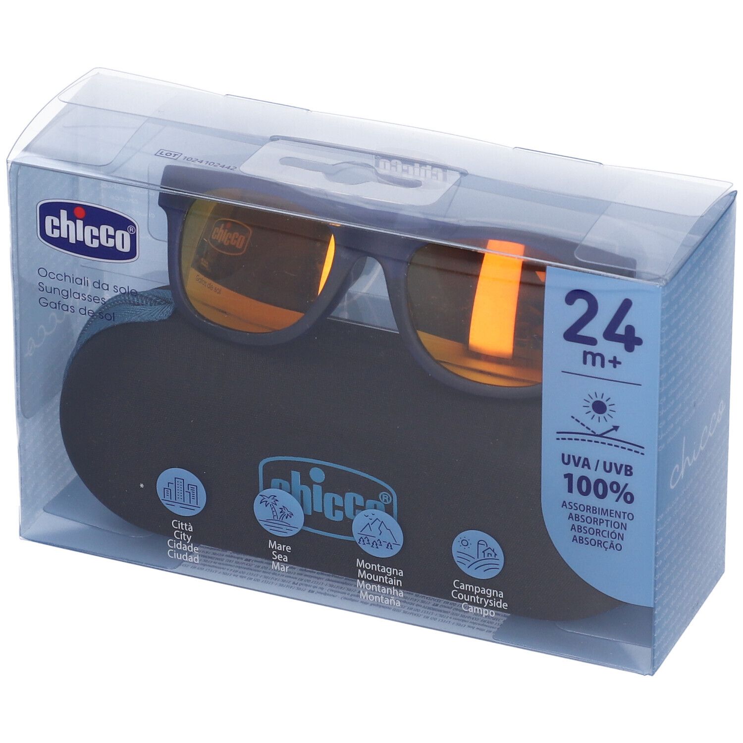 Chicco Occhiali da Sole 24+ Mesi Montatura Blu Lenti a Specchio