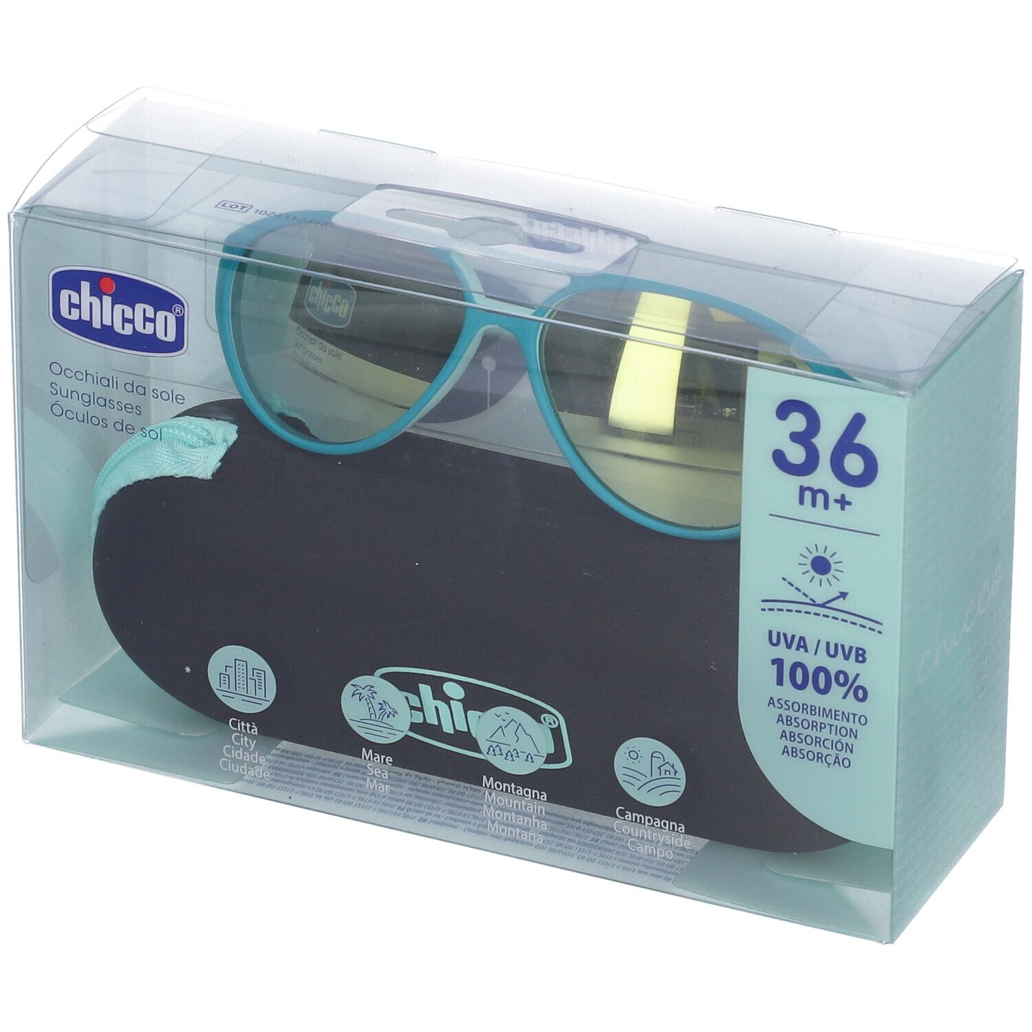 Chicco Occhiali da Sole 36+ Mesi Montatura Verde Lenti a Specchio