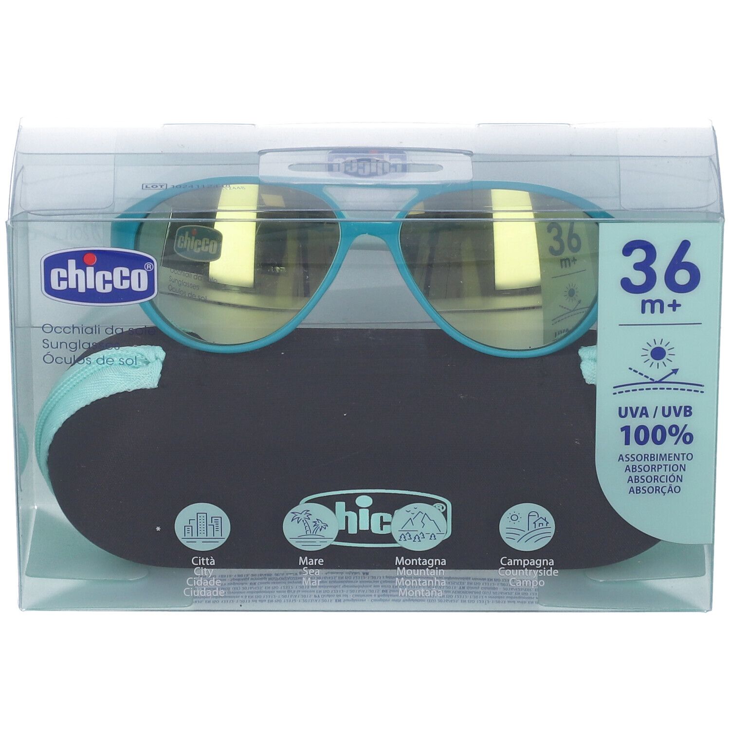 Chicco Occhiali da Sole 36+ Mesi Montatura Verde Lenti a Specchio