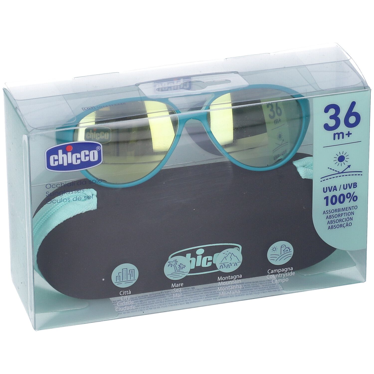 Chicco Occhiali da Sole 36+ Mesi Montatura Verde Lenti a Specchio