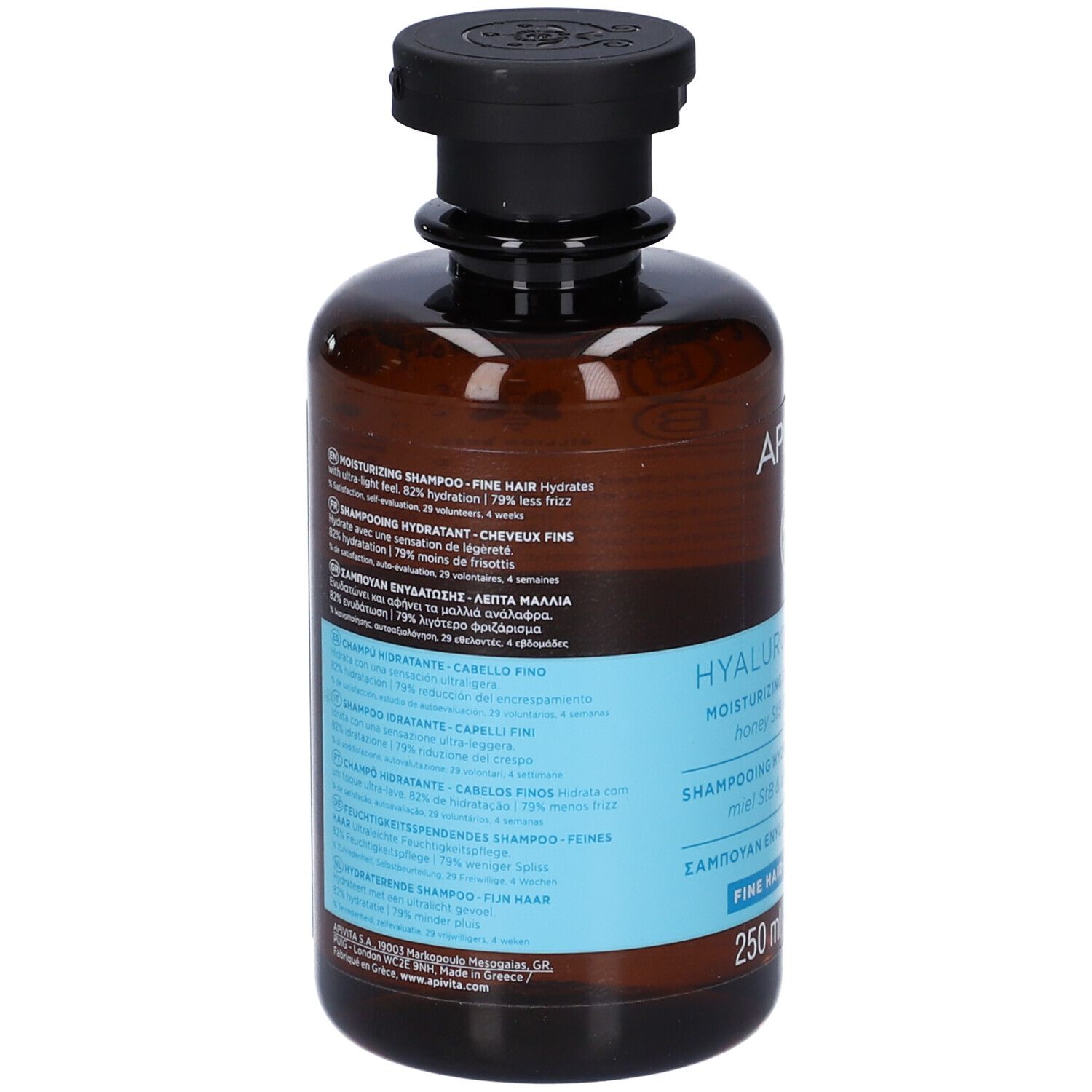 APIVITA Hyaluronic Hydra Shampoo Idratante per Capelli Fini 250ml con Miele StB e Acido Ialuronico