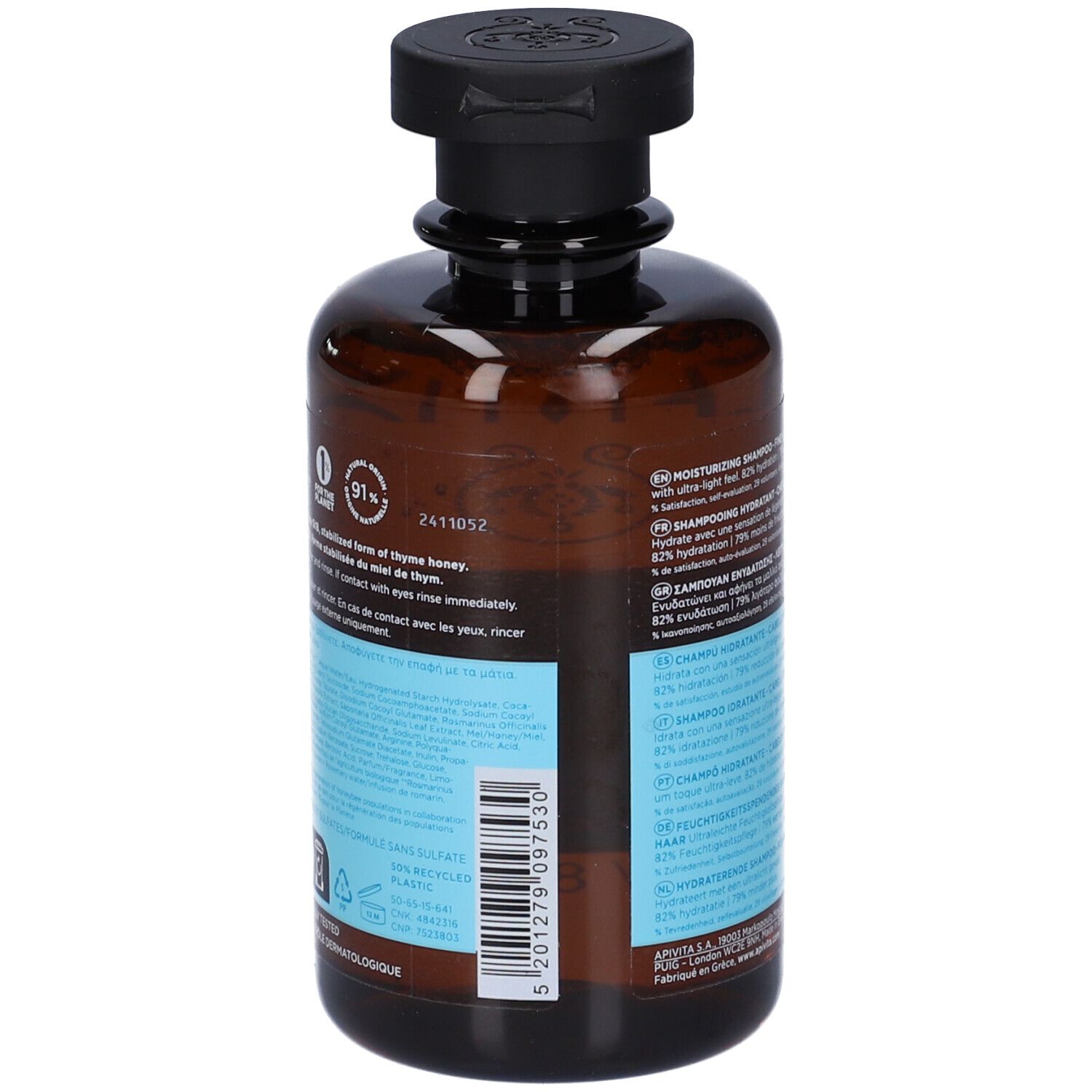 APIVITA Hyaluronic Hydra Shampoo Idratante per Capelli Fini 250ml con Miele StB e Acido Ialuronico