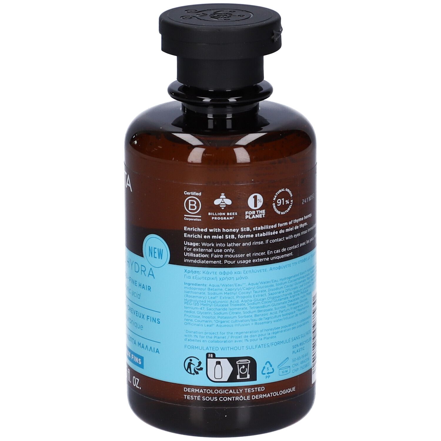 APIVITA Hyaluronic Hydra Shampoo Idratante per Capelli Fini 250ml con Miele StB e Acido Ialuronico