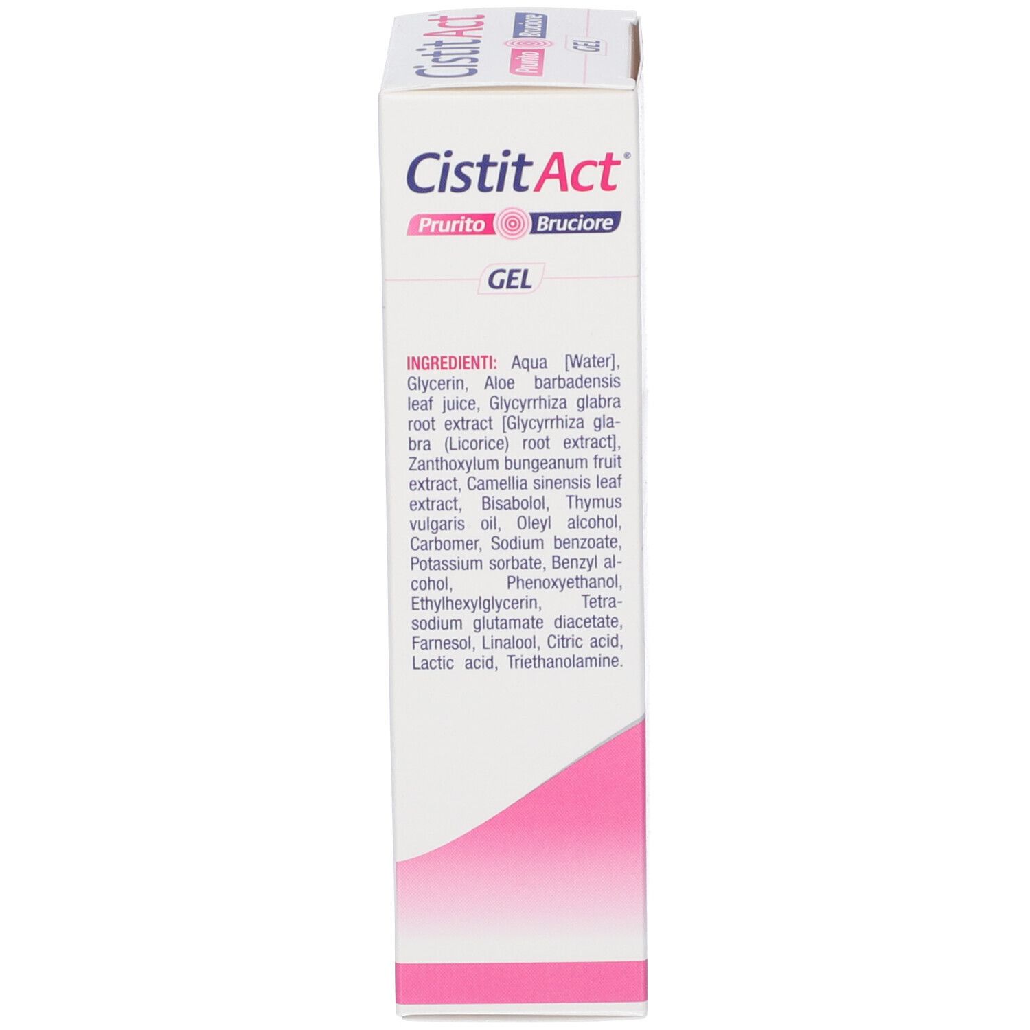 Confezione gel CistitAct con elenco ingredienti.