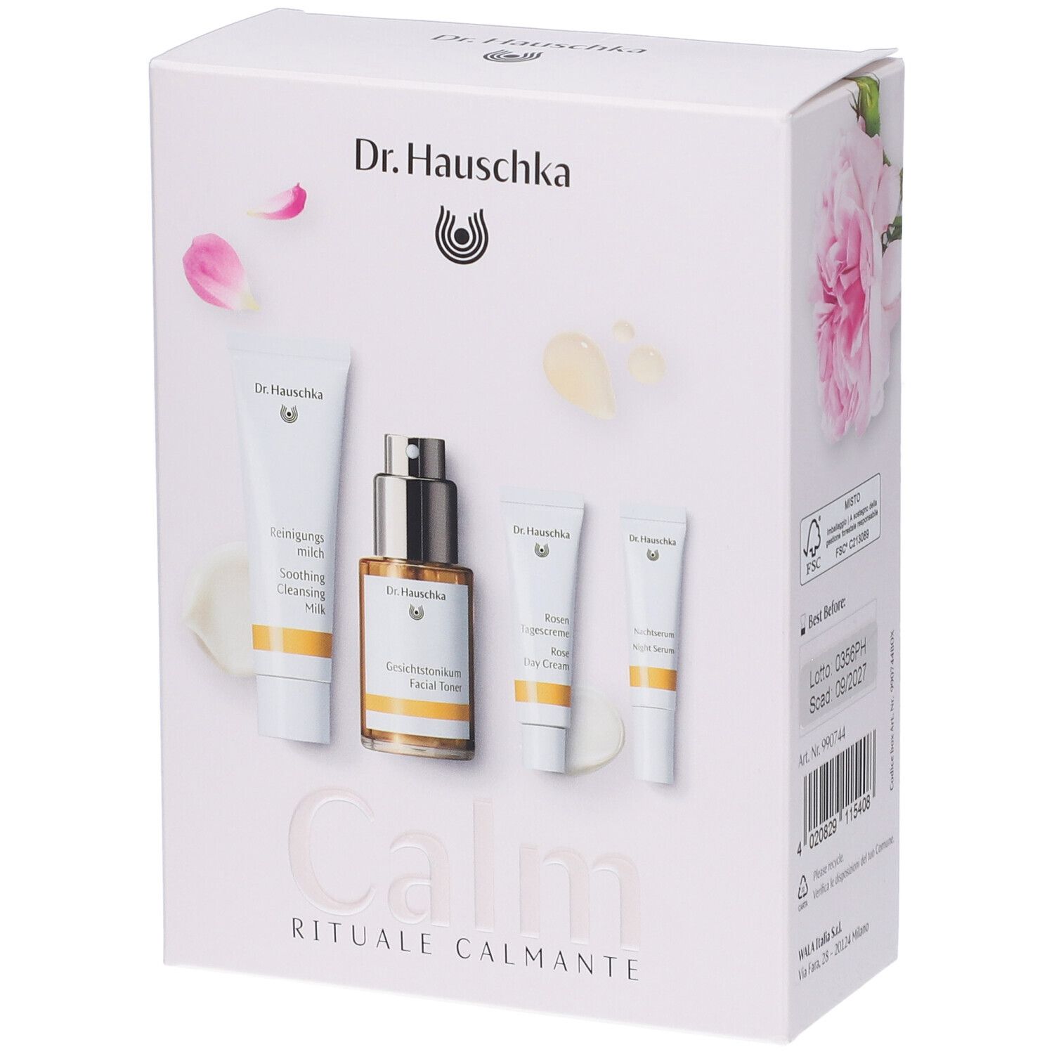 Dr Hauschka Discovery Kit Rituale Calmante Latte Detergente + Crema alla Rosa + Lozione Tonificante + Siero Notte